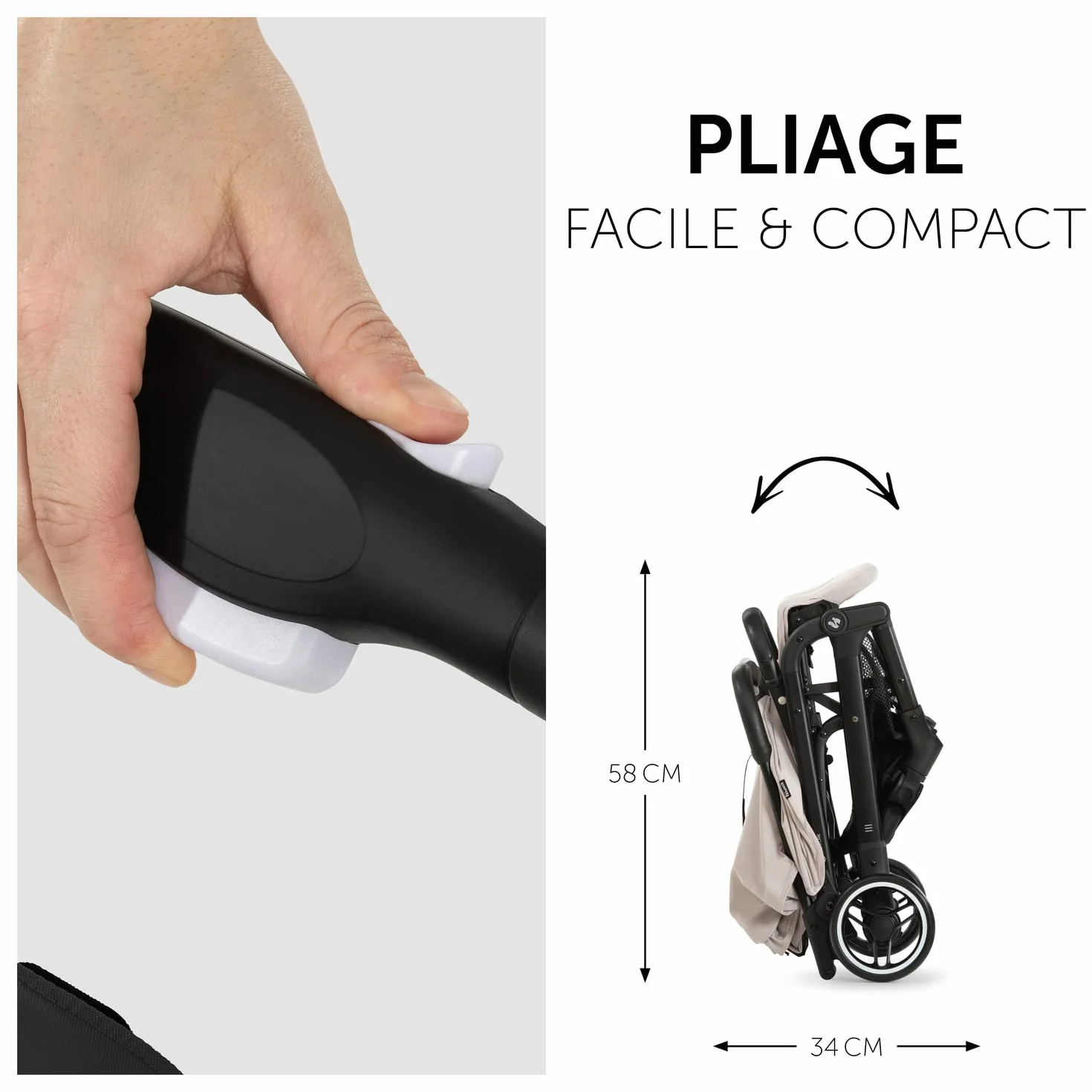 Hauck Poussette Compacte Travel N Care Beige 22 kg 6,9 kg UPF 50+