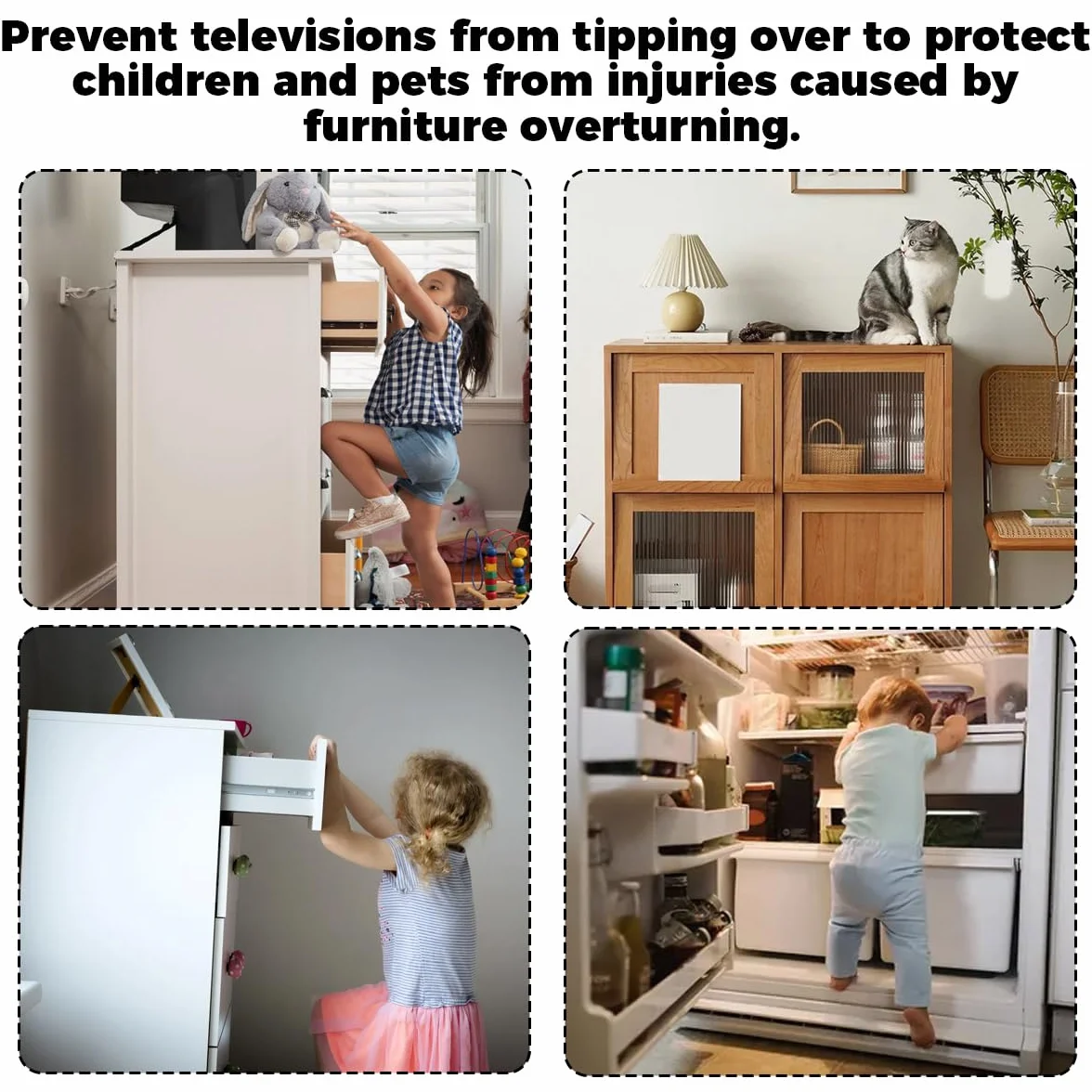 Lot de 2 protections anti-basculement pour TV - Réglable - Sécurité anti-basculement