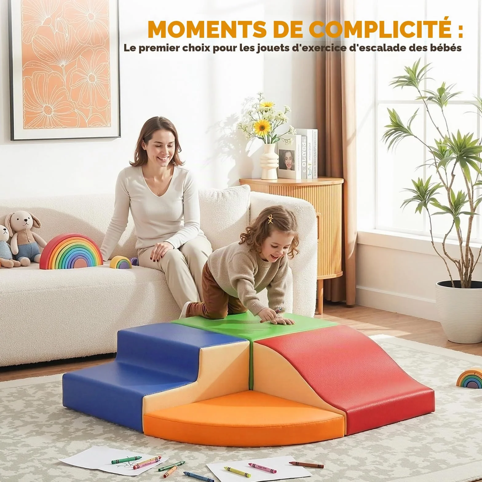 JungleDove Lot de 4 Jouets d’Escalade pour Tout-Petits : Ensemble de Jeu Souple en Cuir PU – Blocs d’Escalade en Mousse pour Ramper et Glisser, Aire de Jeux intérieure pour Enfants (Couleur variée)