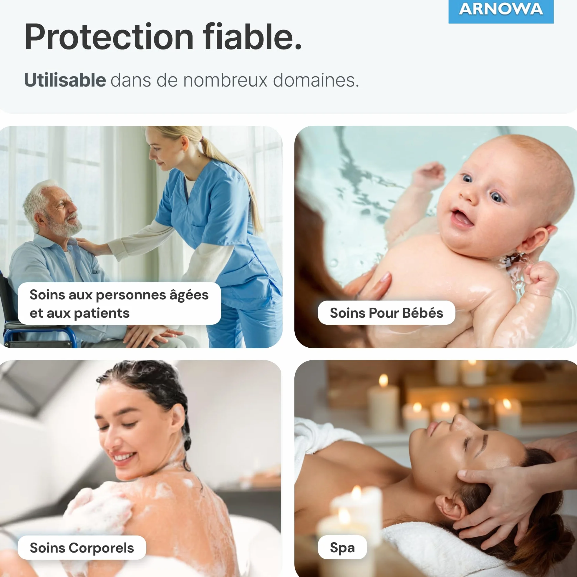 ARNOMED® Gant de Toilette Jetable en Molleton Hydrofuge pour Adultes & Bébés, 50 Pièces
