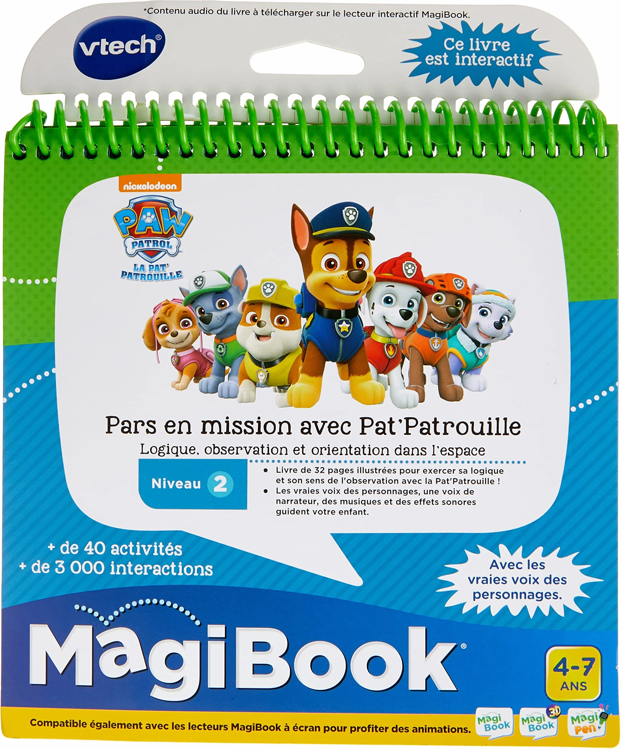 VTech MagiBook Paw Patrol Livre Éducatif Enfant Niveau 2 Pars en Mission avec La Pat' Patrouille Pages Illustrées et Interactives Cadeau Garçon Fille 4-7 Ans Français