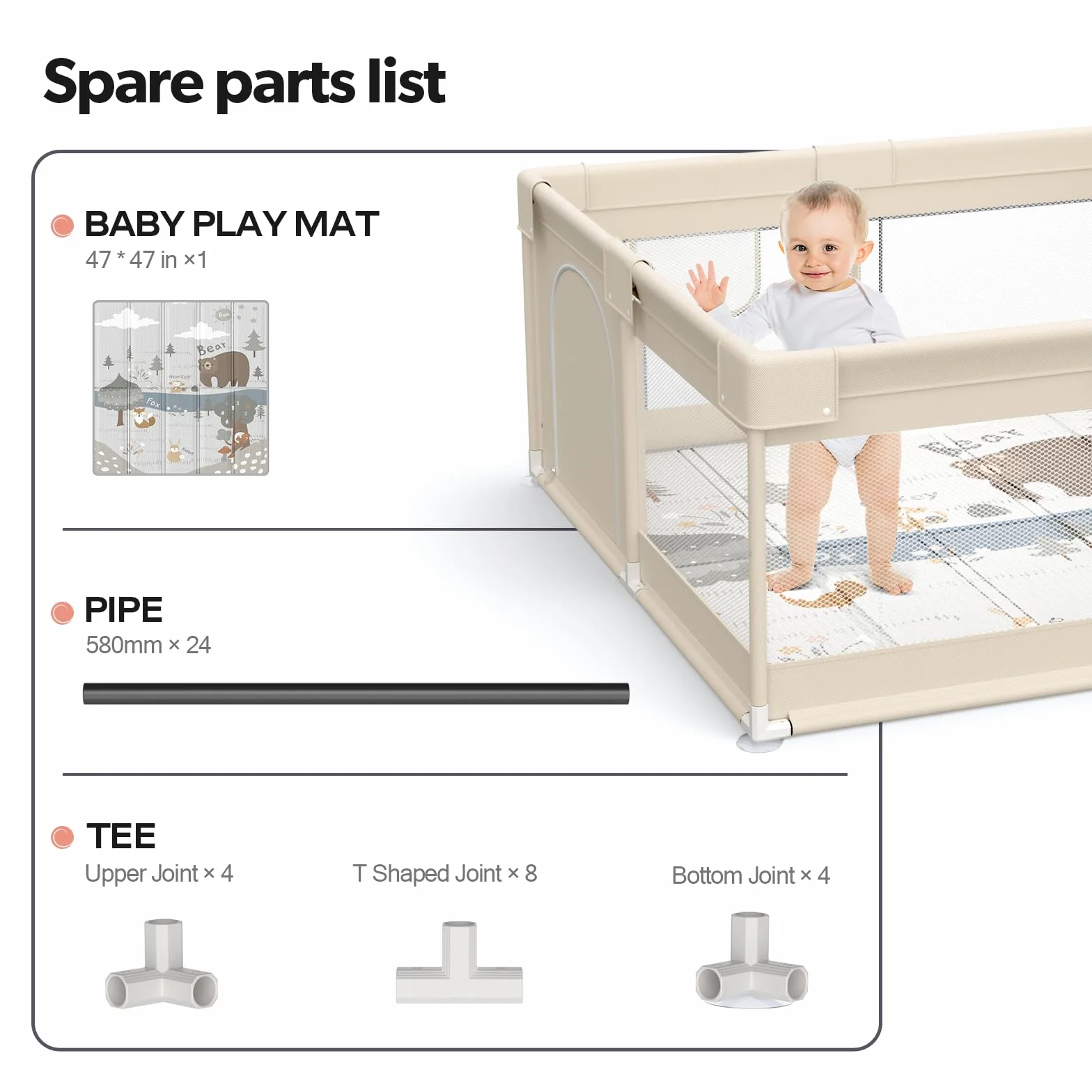 Fodoss Parc Bébé 120x120cm Avec Tapis et Matelas pour Enfant en Bas Âge