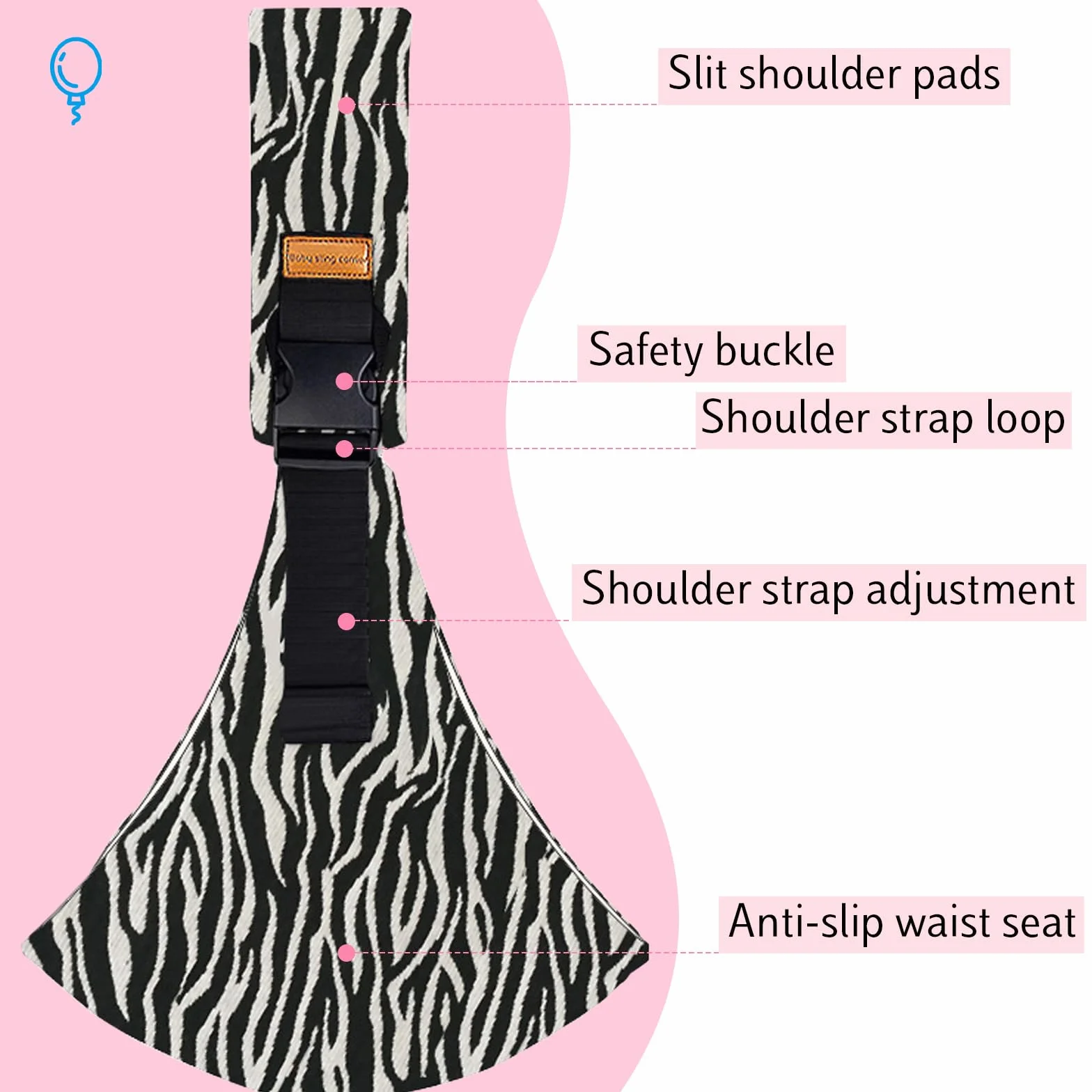 Baby Carrier Physiologique Porte Bebe Toddler Réglable Léger Respirant 0-36 Mois Kangourou Sling (Rayures Zèbre)