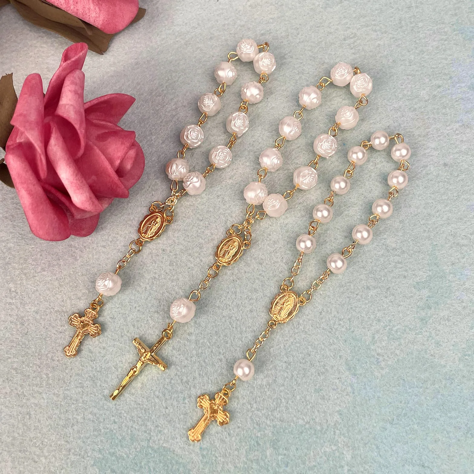 Chapelets À Doigts en Acrylique Chapelet Baptême avec Croix Fête Communion Mariage