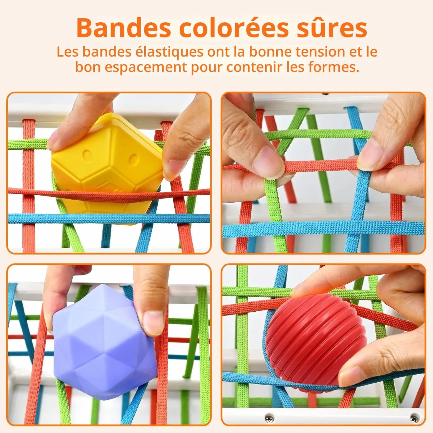 Jouet Montessori Sensoriel Bébé 12-18 Mois, Trieur de Formes avec Boules Texturées, Cube d'Activité de Développement