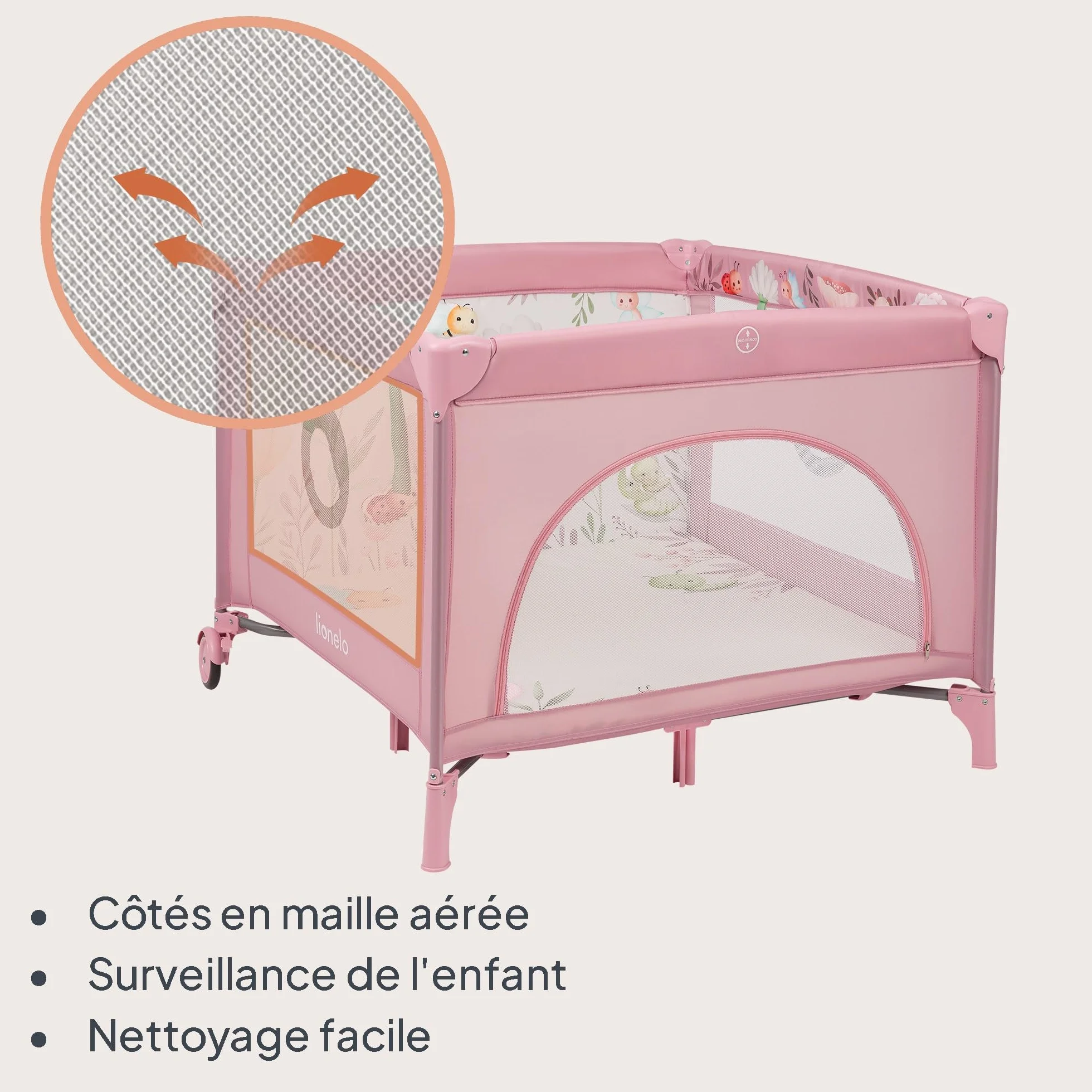 LIONELO MILLE PLUS Parc pour bébés 2-en-1 15 kg 0-36 mois Matelas 3D Pliable