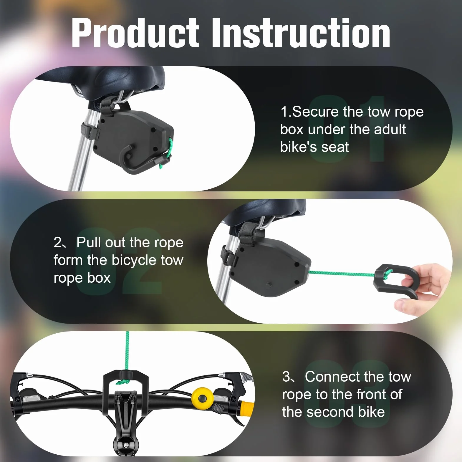 Barre de Remorquage Vélo Enfant Rétractable 2,5 m Câble Traction VTT