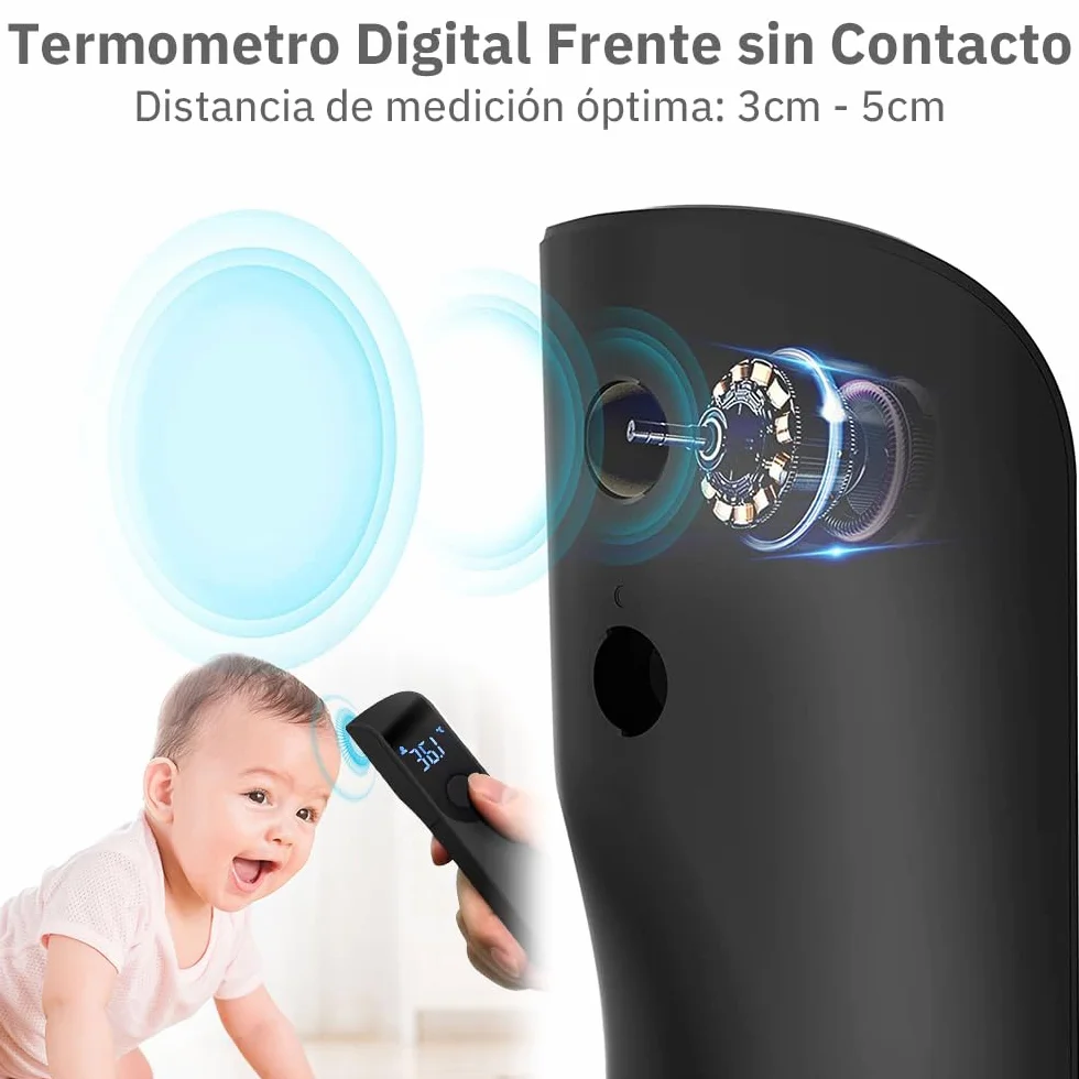 Thermomètre Frontal Infrarouge Sans Contact Bébé et Adultes avec Alerte Fièvre, Écran LCD, Lecture Instantanée, Noir