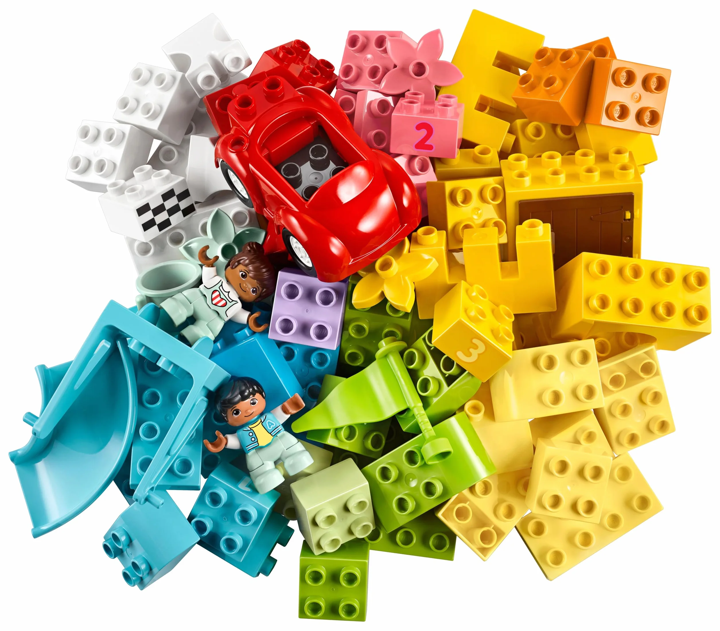 LEGO Duplo La Boîte de Briques Deluxe 10914 Jouet dès 1 an Motricité Fine Voiture Briques Chiffres Figurines Animaux Rangement