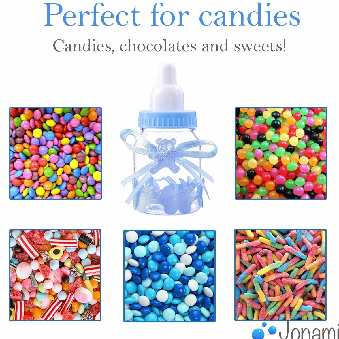 Jonami 18 Bouteille Bonbonnière Bonbons Baptême Bebe Garcon Baby Shower Deco Décoration Fête Naissance Biberon Bleu 4cm