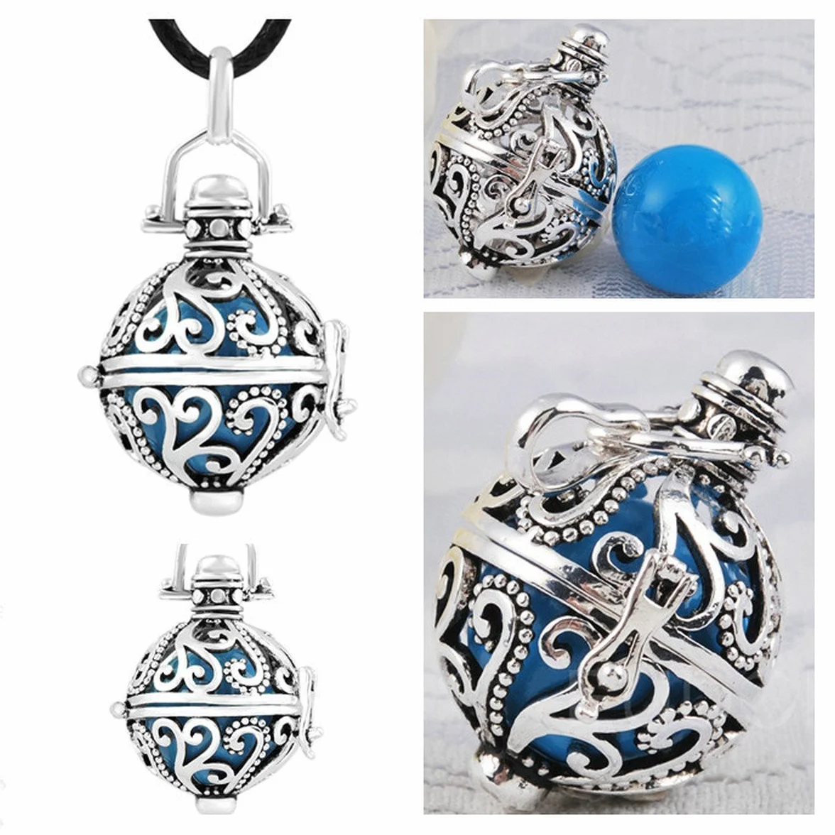 Pendentif Bijou Argent Grossesse Bola Arabesque Bleu