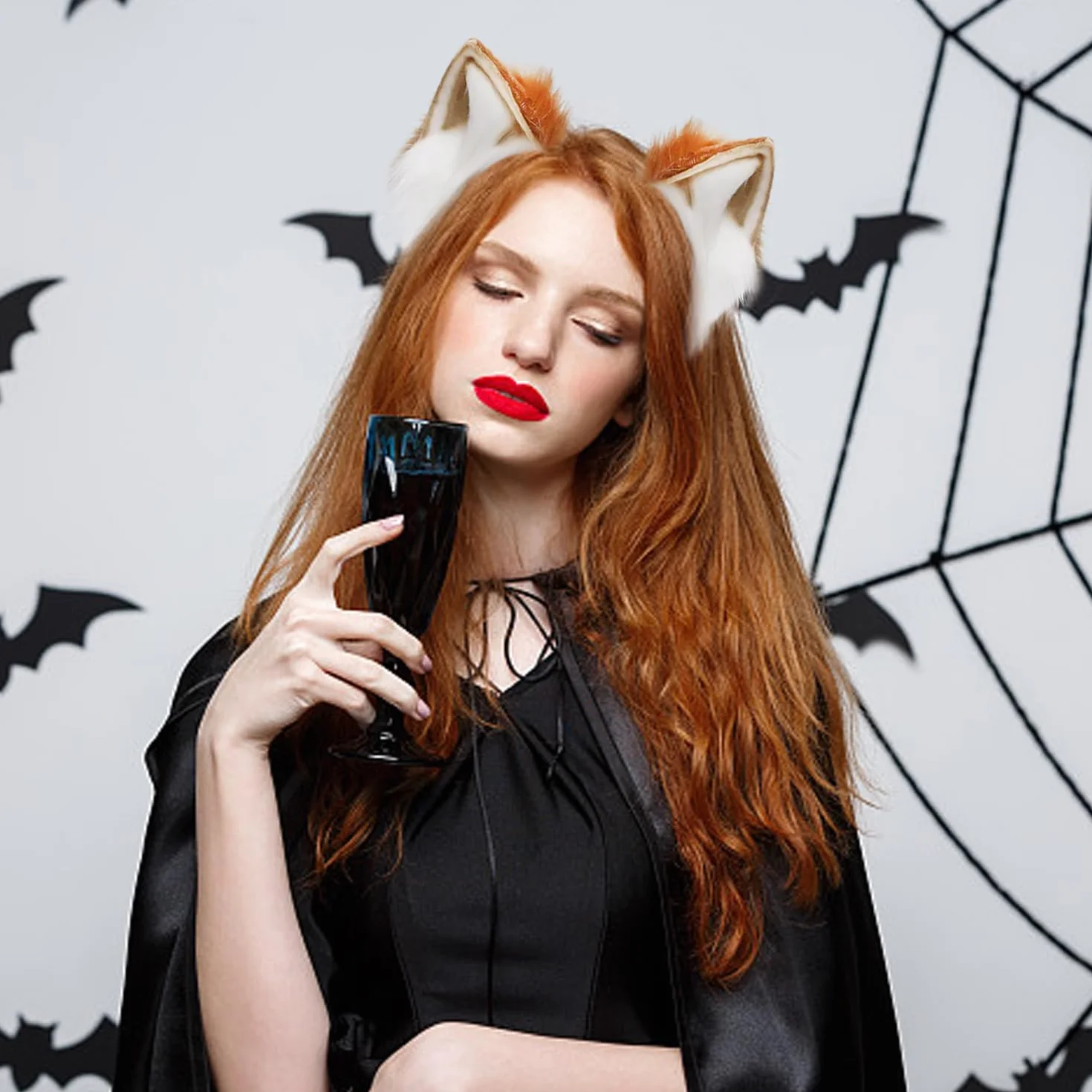 Ensemble de costume de chat avec bandeau d'oreille et queue en peluche