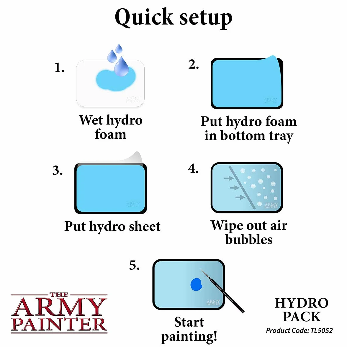 The Army Painter Hydro Pack Wet Palette Recharge 50 Lingettes 2 Éponges Peinture Figurines