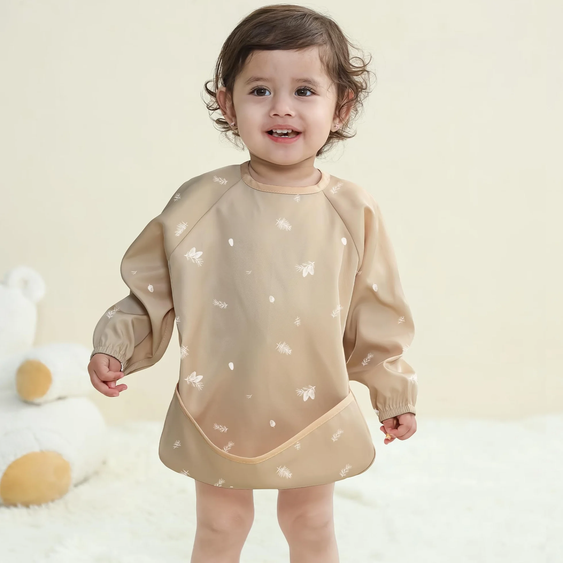 bearmoss Bavette de Sevrage Avec Manches Longues Bébé Imperméable Lavable en Machine