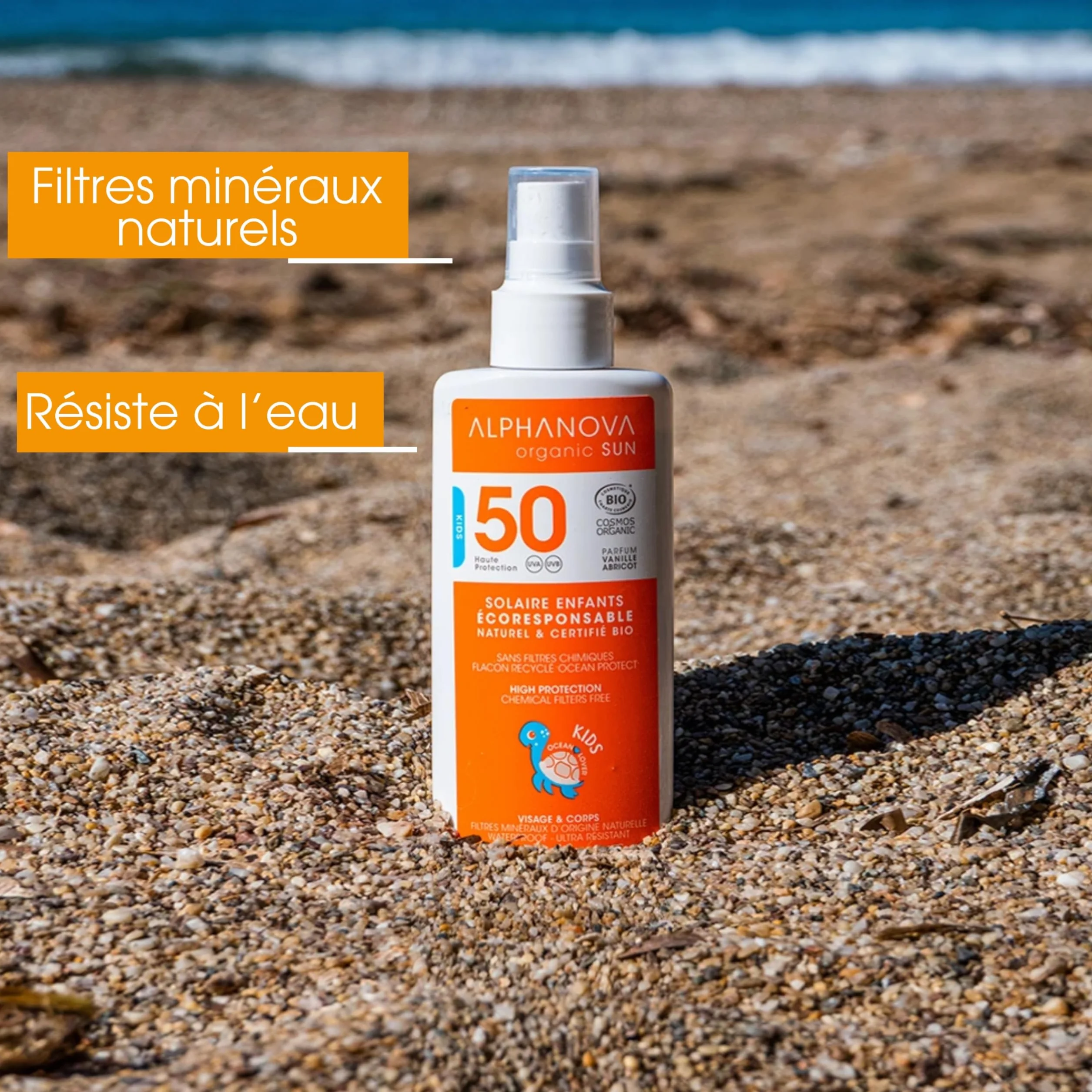 ALPHANOVA Spray solaire Enfants SPF 50 Filtre minéral naturel 125g