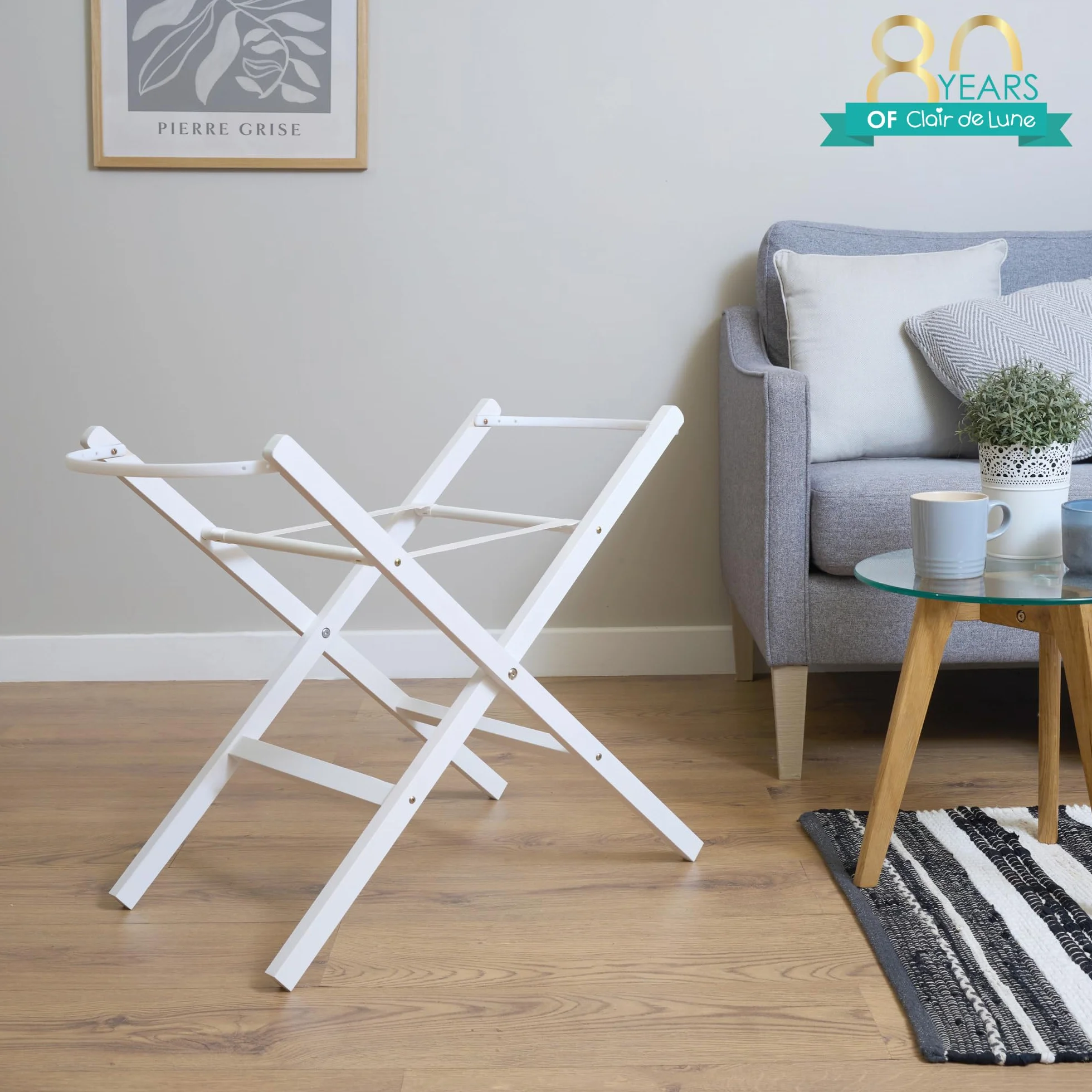 Clair de Lune Support de couffin pliable blanc