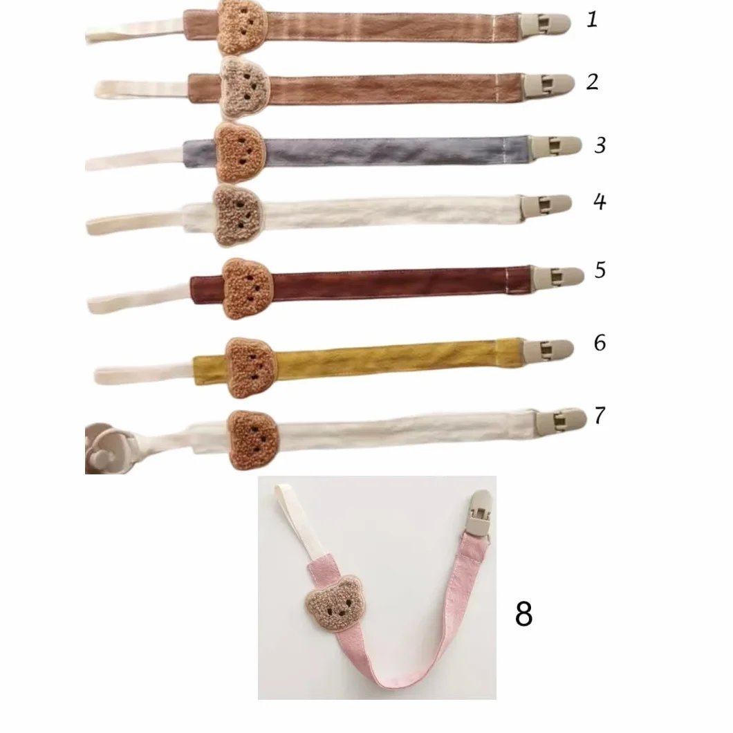Attache tétine personnalisé prénom fille garçon en gaze de coton bio avec doudou teddy