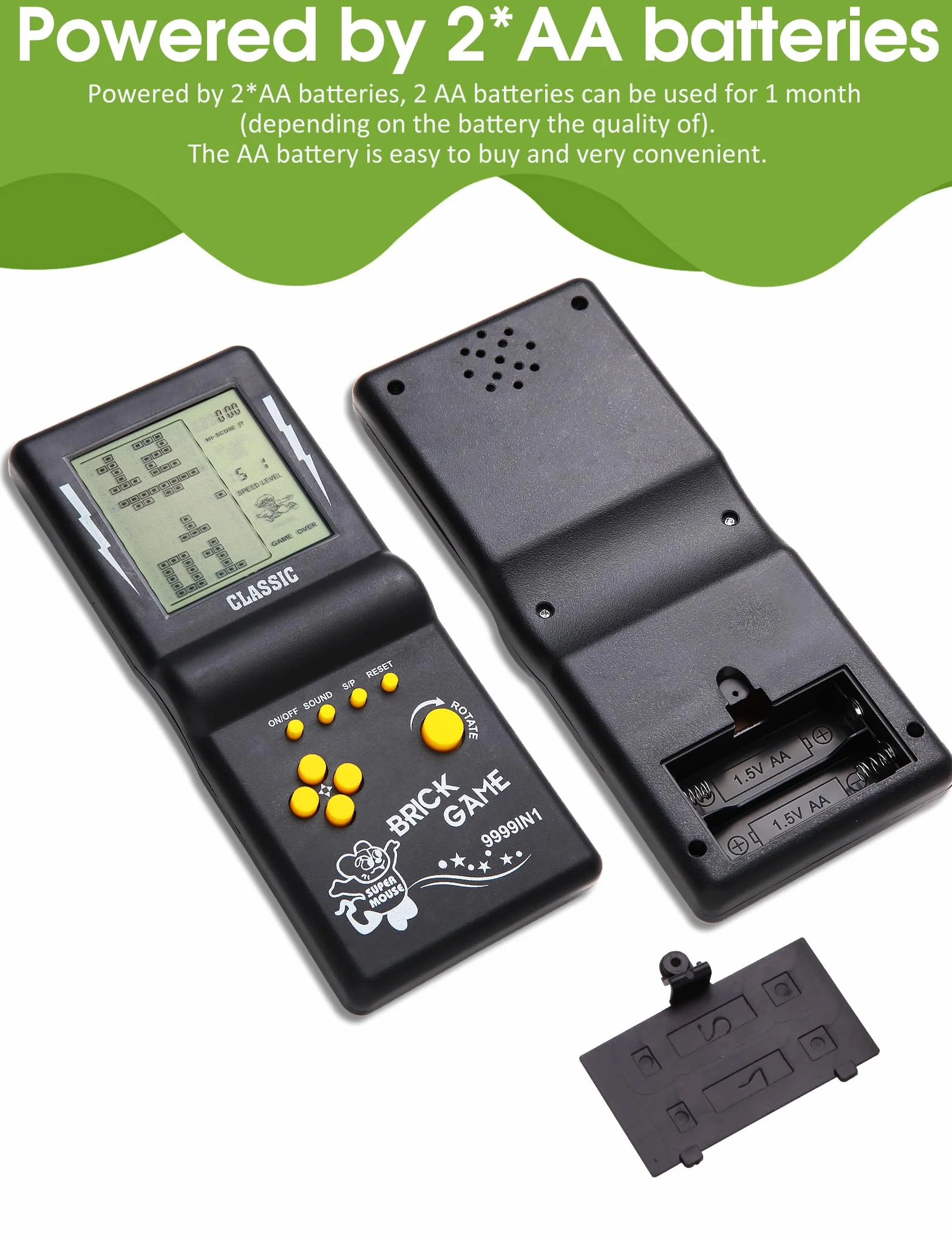 Console de Jeu Brique 3,5 Pouces Grand écran 23 Jeux Classiques Puzzle Nostalgique (Noir)