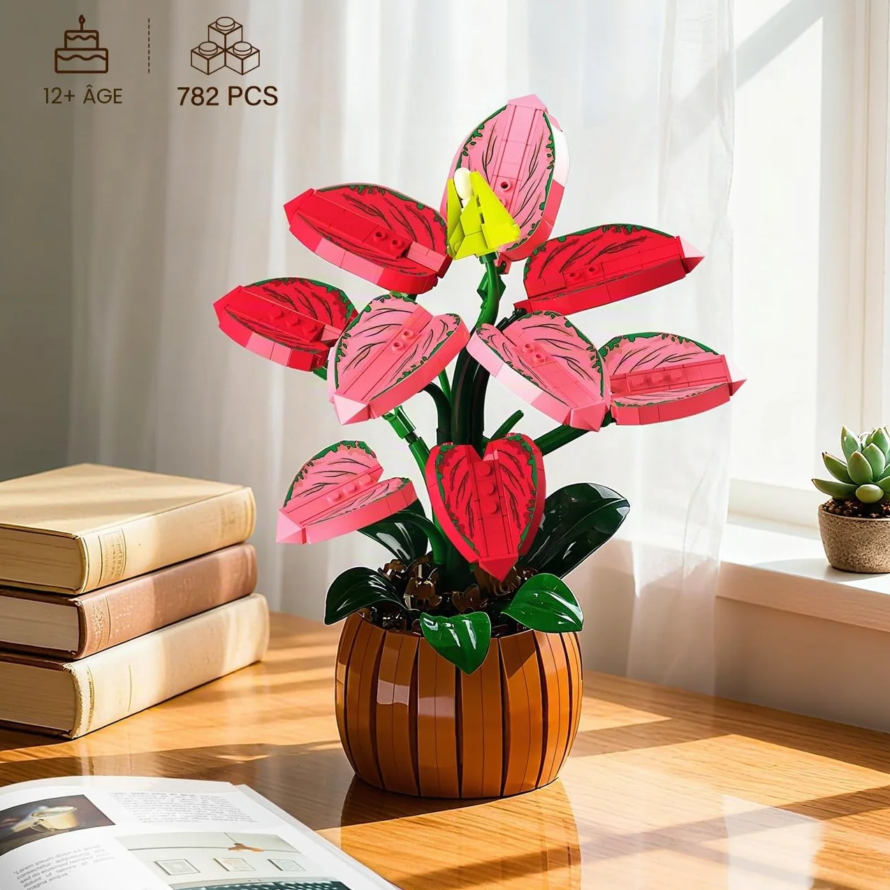 HiWEEGO Bonsai Building Set 782 pièces Fleurs Artificielles Décoration Intérieure