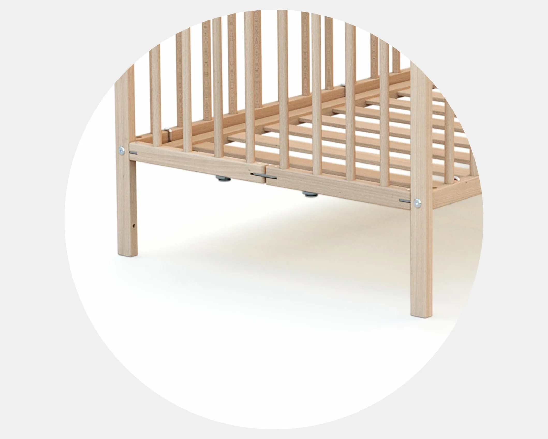 Lit bébé Pliant en Bois Massif Hêtre Brut 60x120cm Sommier à Lattes Dès la Naissance
