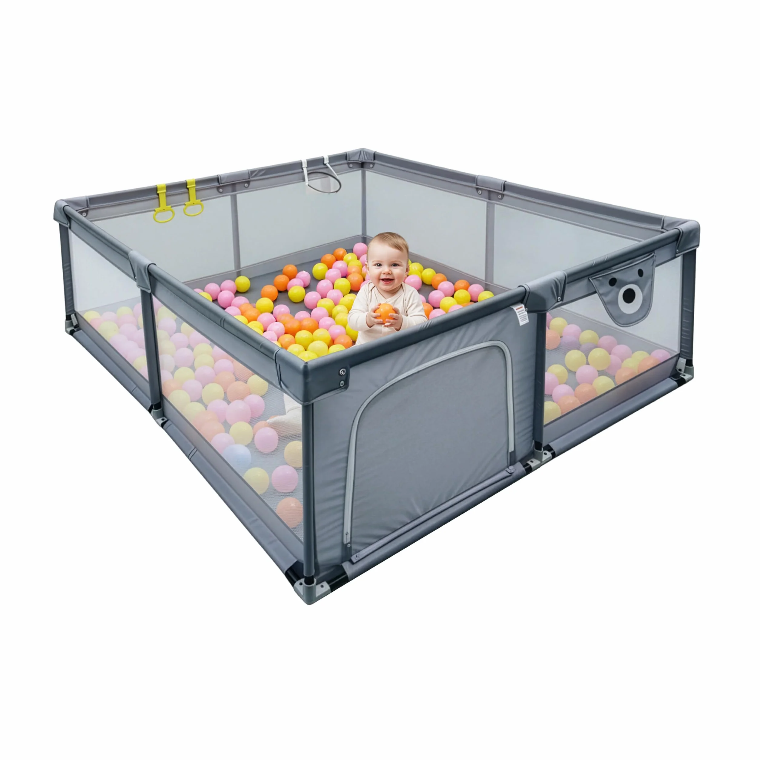 Parc pour bébé Relaxdays 200 x 200 cm Aire de Jeu sécurisée Tissu Oxford Gris