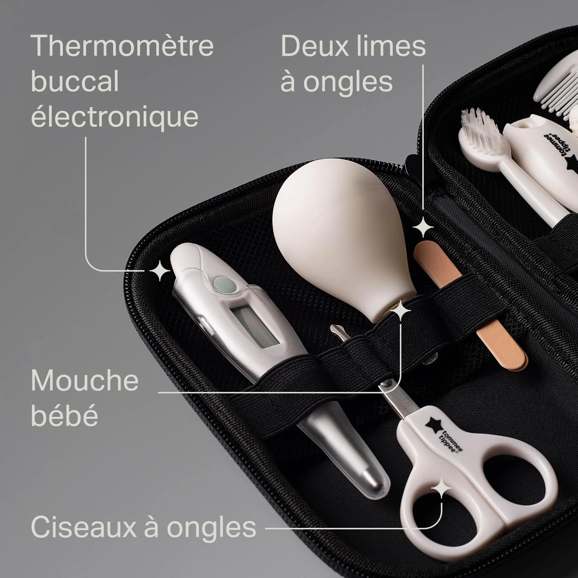 Tommee Tippee Kit de Soin Bébé, Trousse Complète et Transportable, Thermomètre et Ciseaux