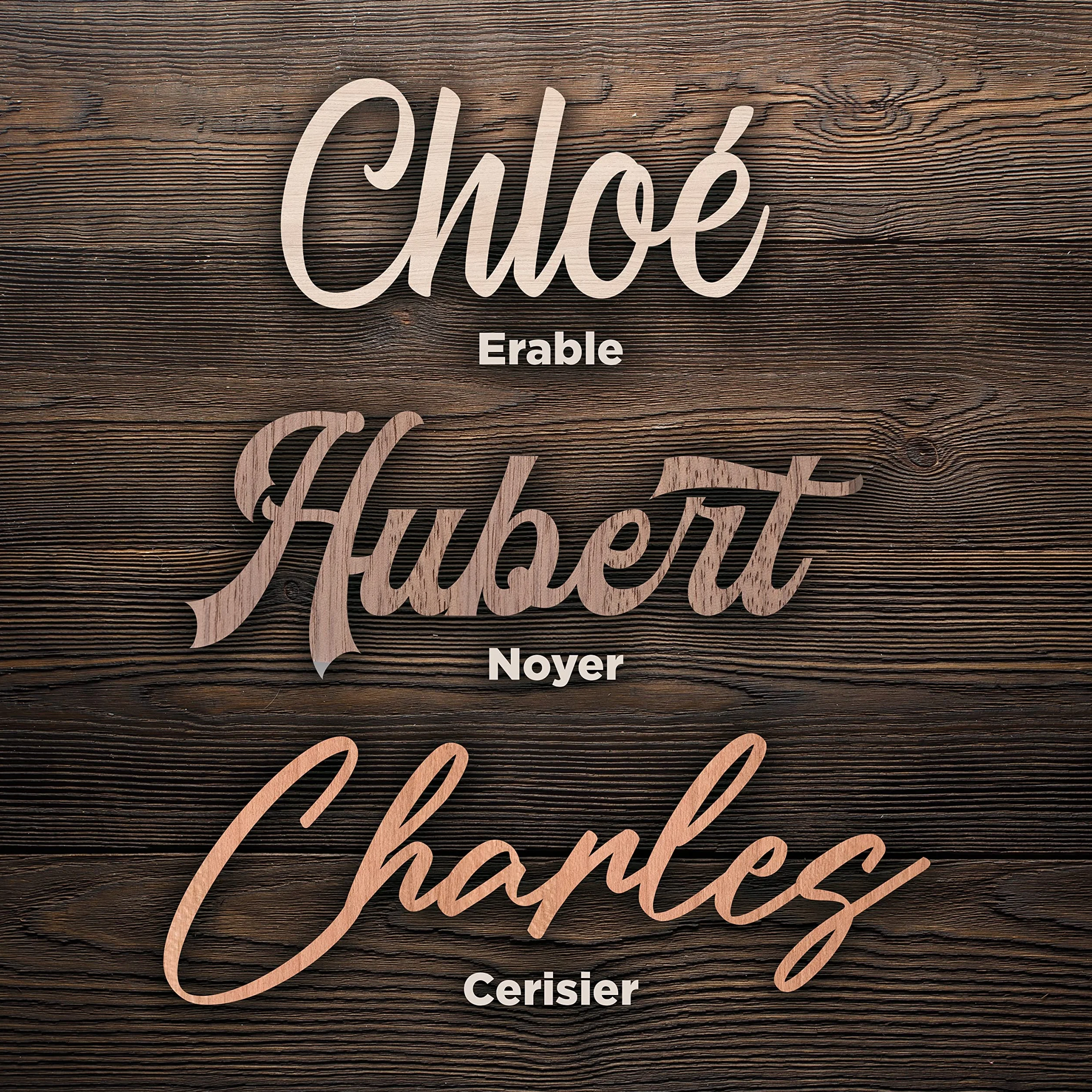 Plaque En Bois Personnalisable Pour Porte De Chambre D'Enfant - Nom D'Enfant Avec Lettres Découpées (Chêne)