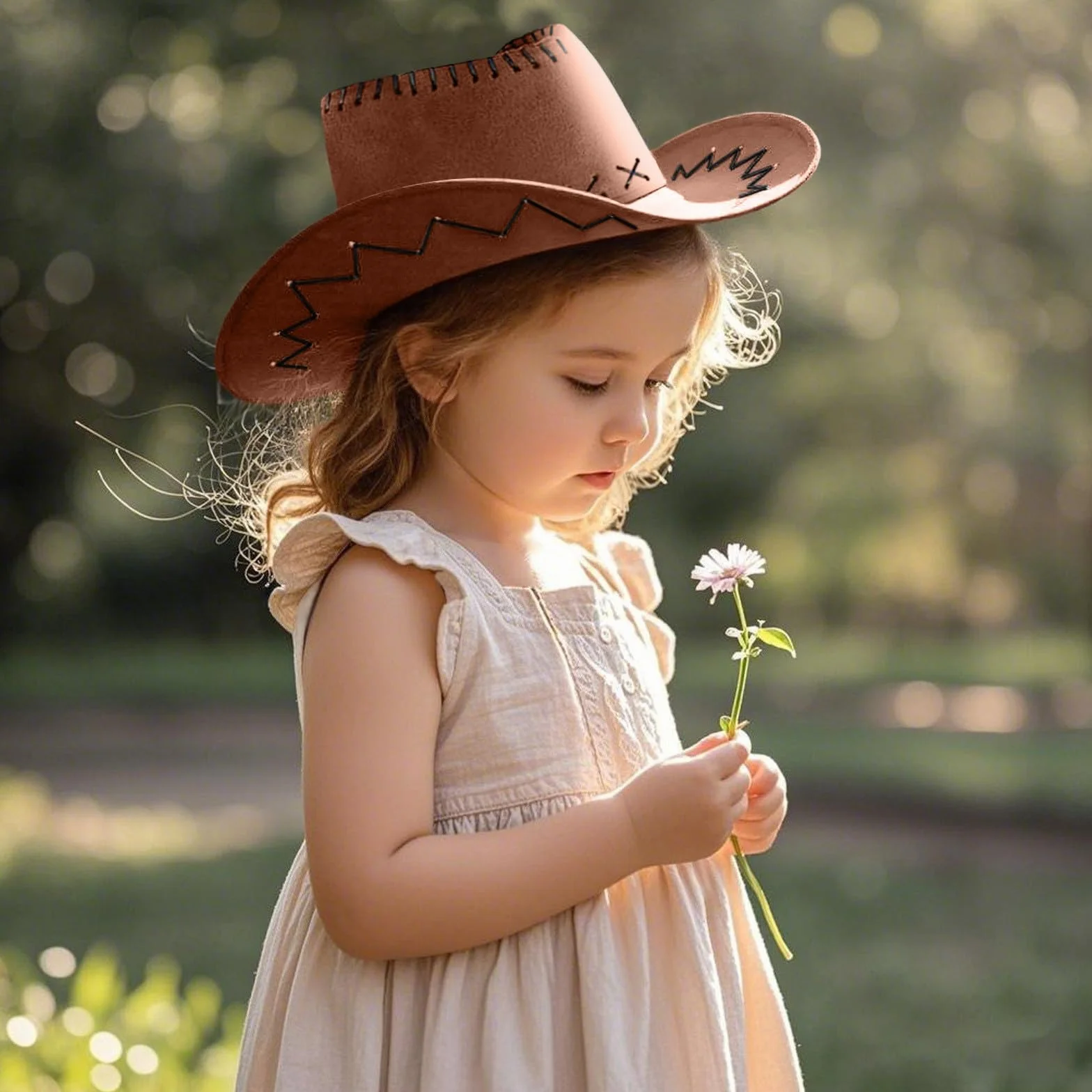 Chapeau de Cowboy Enfant en Daim Synthétique pour Fêtes et Halloween