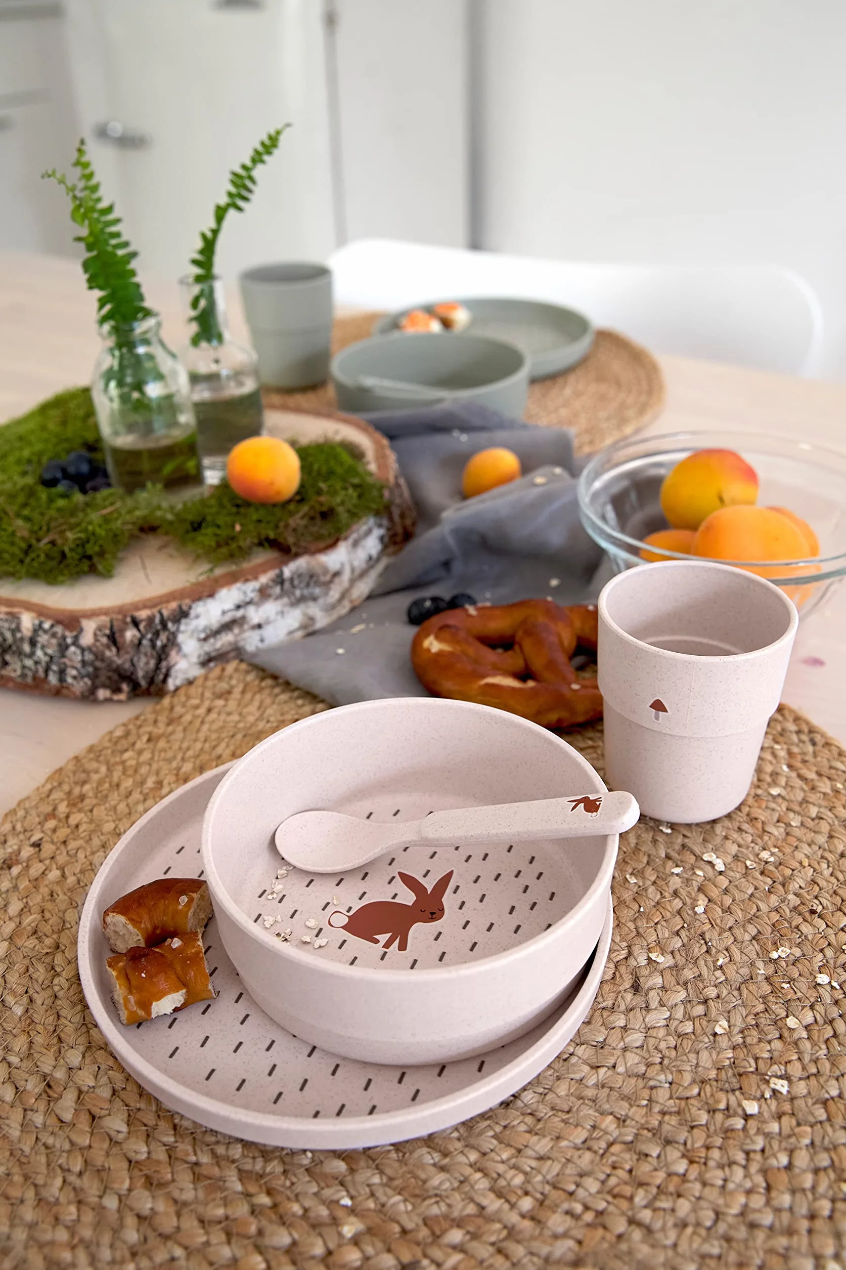 LÄSSIG Set de vaisselle enfants sans mélamine BPA Little Forest Rabbit lave-vaisselle micro-ondes