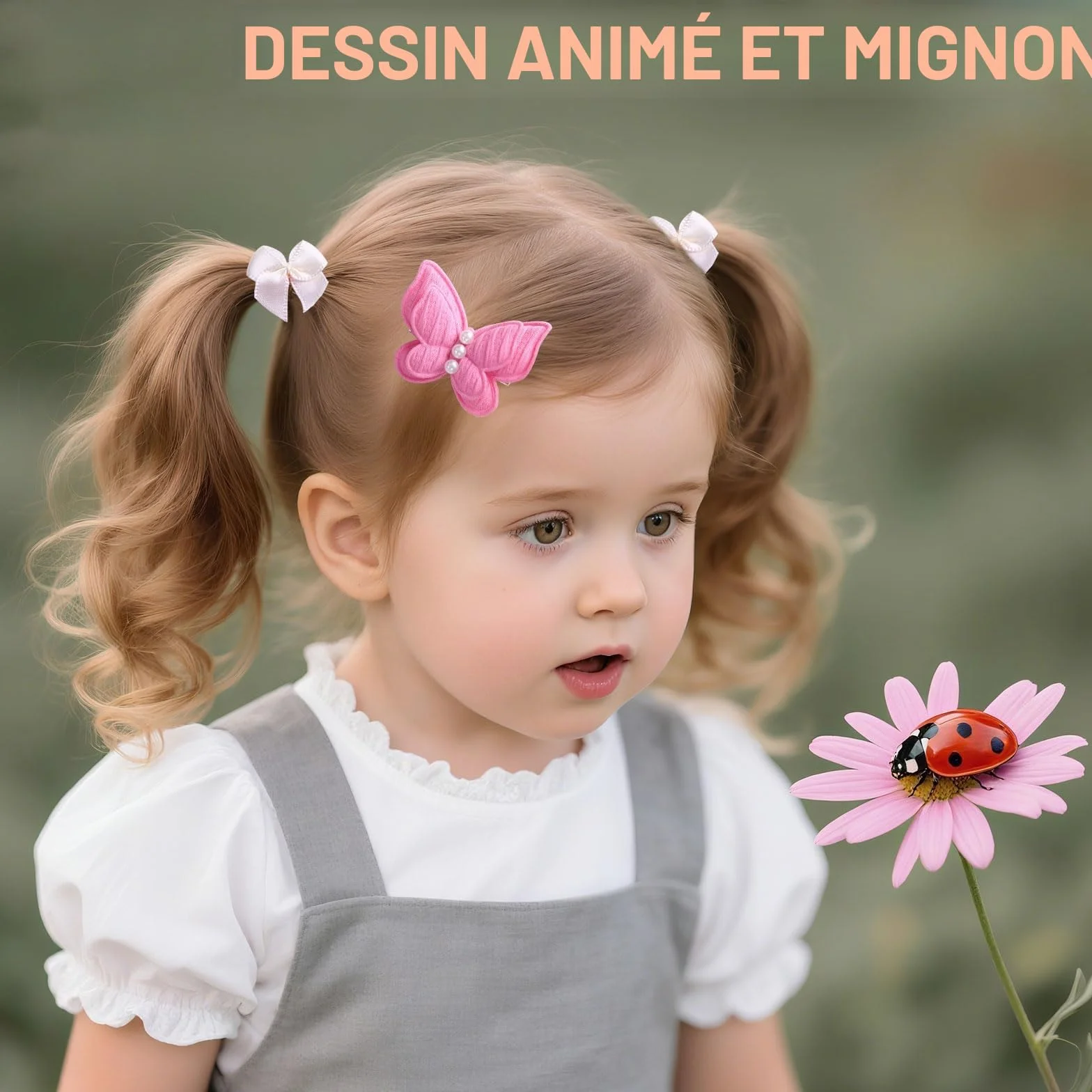 Barrettes à cheveux papillon et élastiques 230 pièces Ensemble pour filles Rose multicolore