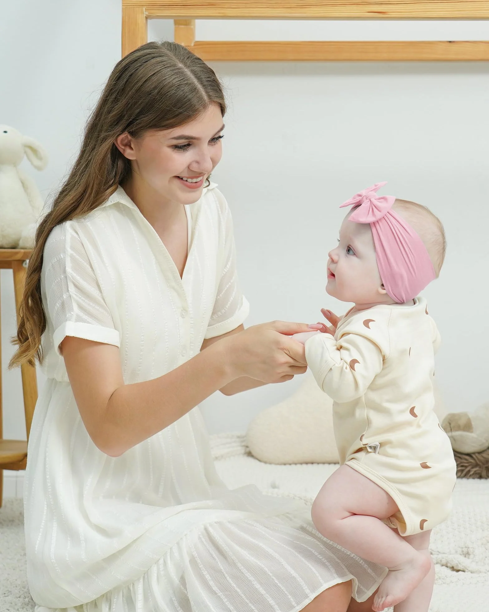 Bandeaux Élastiques avec Nœud en Nylon pour Nouveau-Nés - Accessoires Jollybows