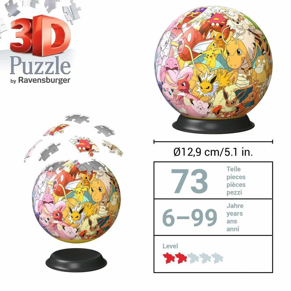 Ravensburger Puzzle 3D Ball Pokémon 72 pièces 13 cm 11595