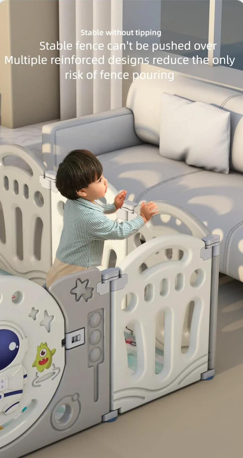 Grand Parc Bebe Modulable avec Tapis, Parc Pliable pour Nourrissons Intérieur Extérieur, Centre d'activités pour Enfants Aire de Jeux avec Éponge Anti-collision (Y 14+2)