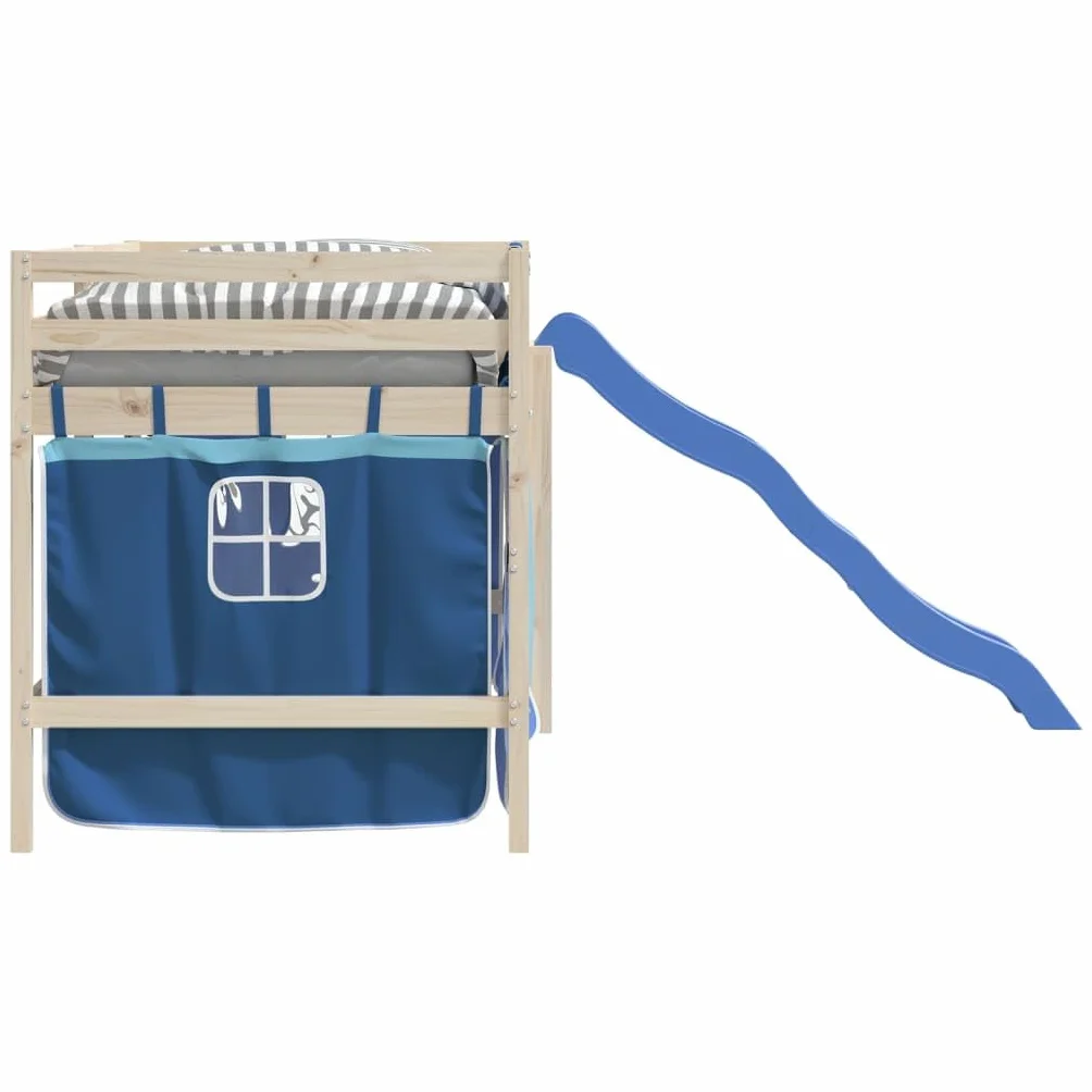 Rideaux lit mezzanine bleu polyester