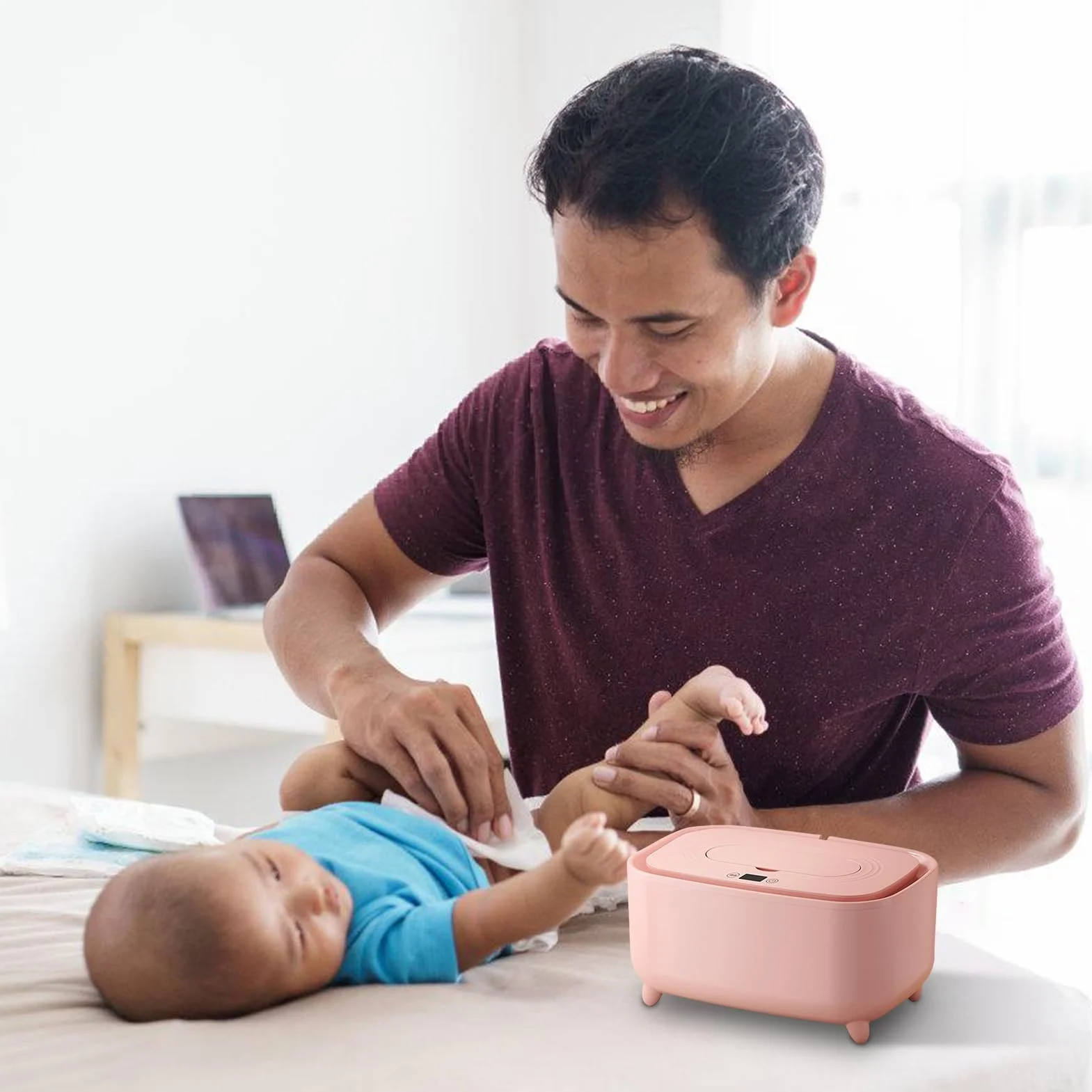 Chauffe-Lingettes Bébé Rechargeable USB pour Couches - Boîte Isolante Chauffage Uniforme