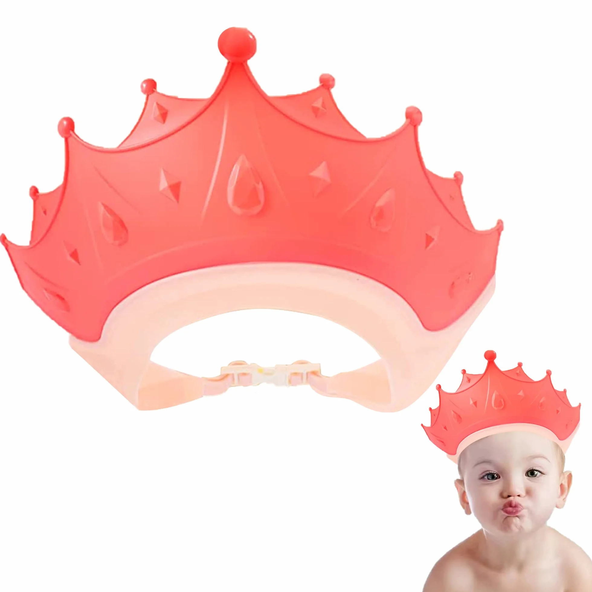 Casquette de Bain Bébé Réglable Visière Bonnets de Bain 0-9 Ans Rose