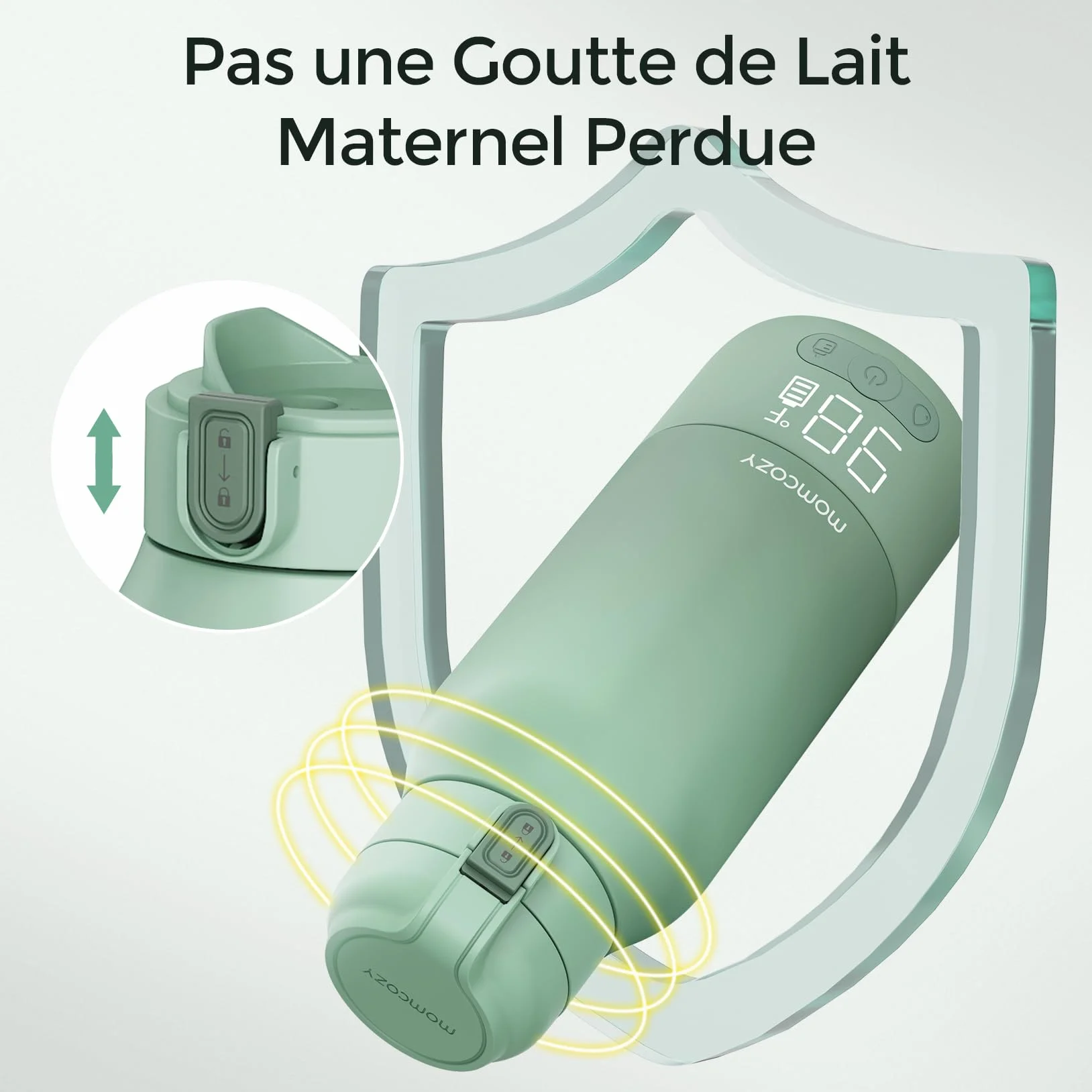 Momcozy Chauffe Biberon Portable sans Fil 500ml, Chauffage Rapide 2 Modes pour Lait Maternel et Eau
