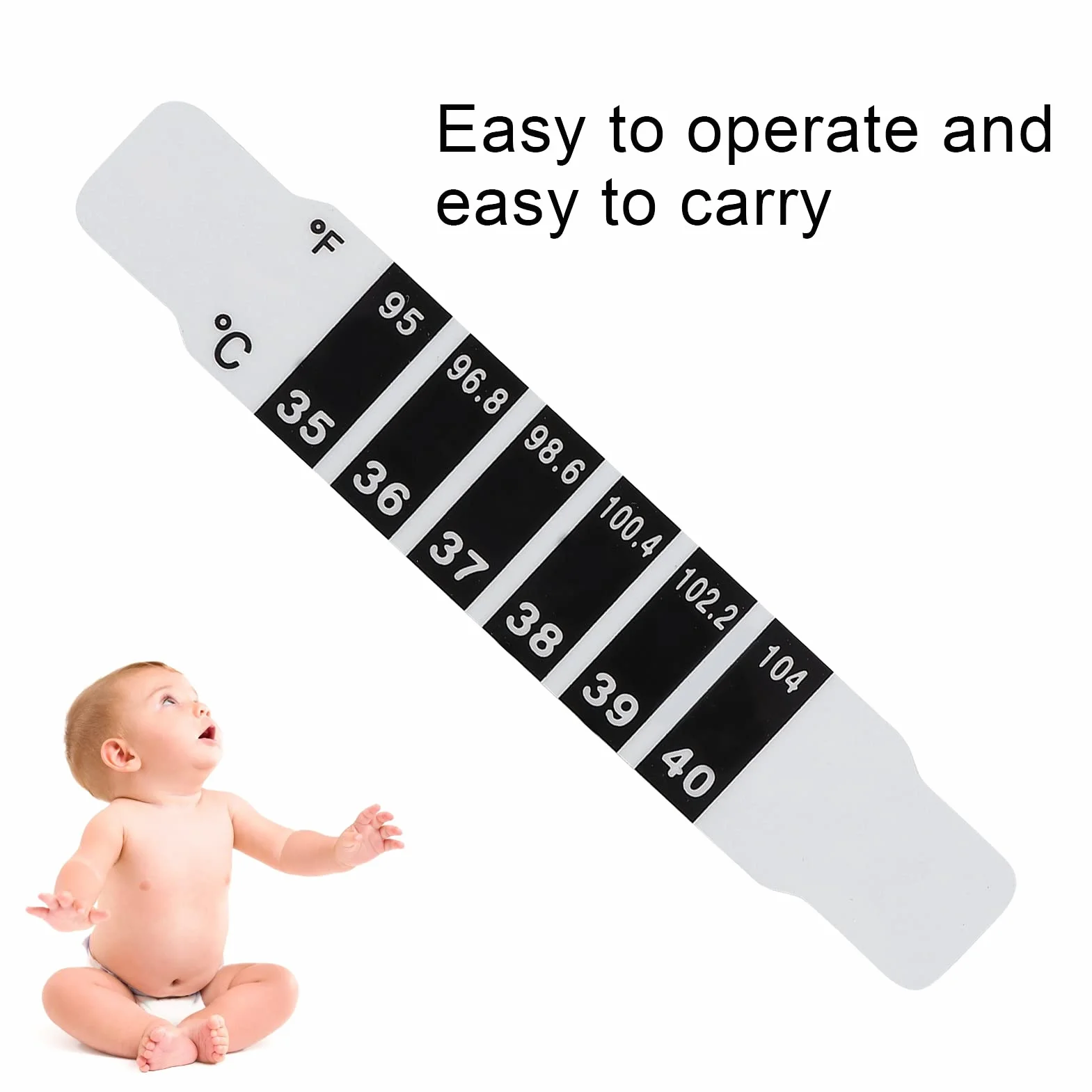 Sonew Bandes de Thermomètre à Lecture Rapide, Thermomètre Frontal Réutilisable pour Nourrissons Bébé Fahrenheit Celsius