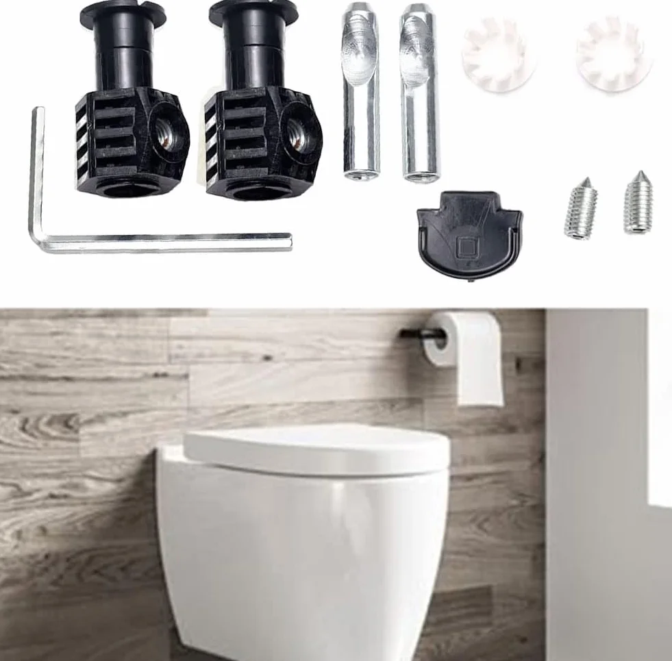 Kit de fixation universel pour toilettes suspendues murales, charnières en acier inoxydable, noir