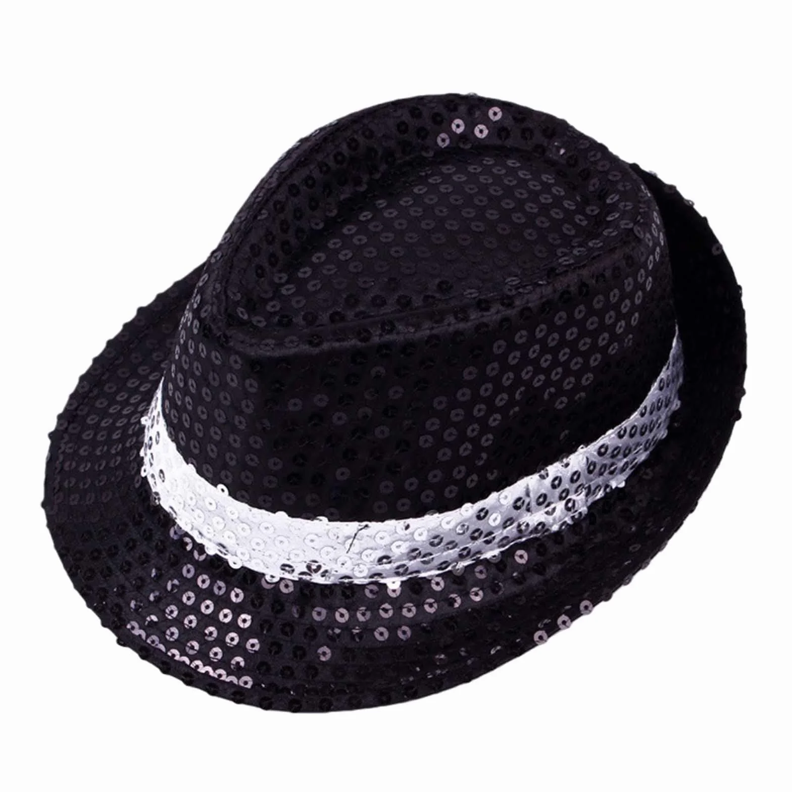Chapeau à Paillettes Enfant Garçon Classique Casquette Unisexe Scintillante Jazz Danse Disco Couleur Unie Fête Thème