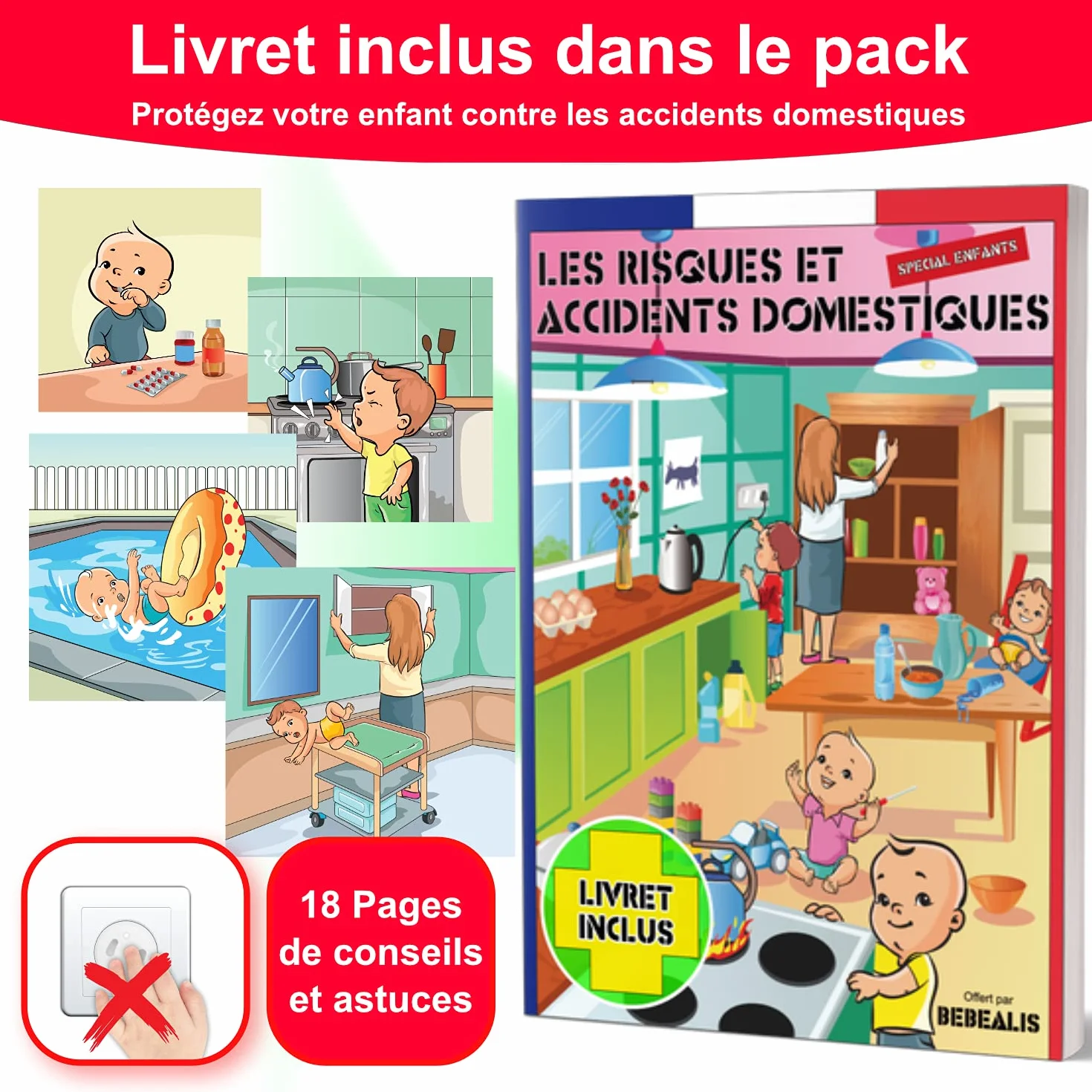 Cache Prise Bébé Français Amovible Sans Clef Ni Adhésif - Protection Prise Courant Électrique Sécurité Domestique