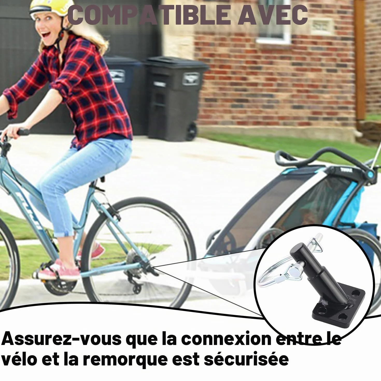 Attelage de Remorque de Vélo Universel Connecteur pour Remorques