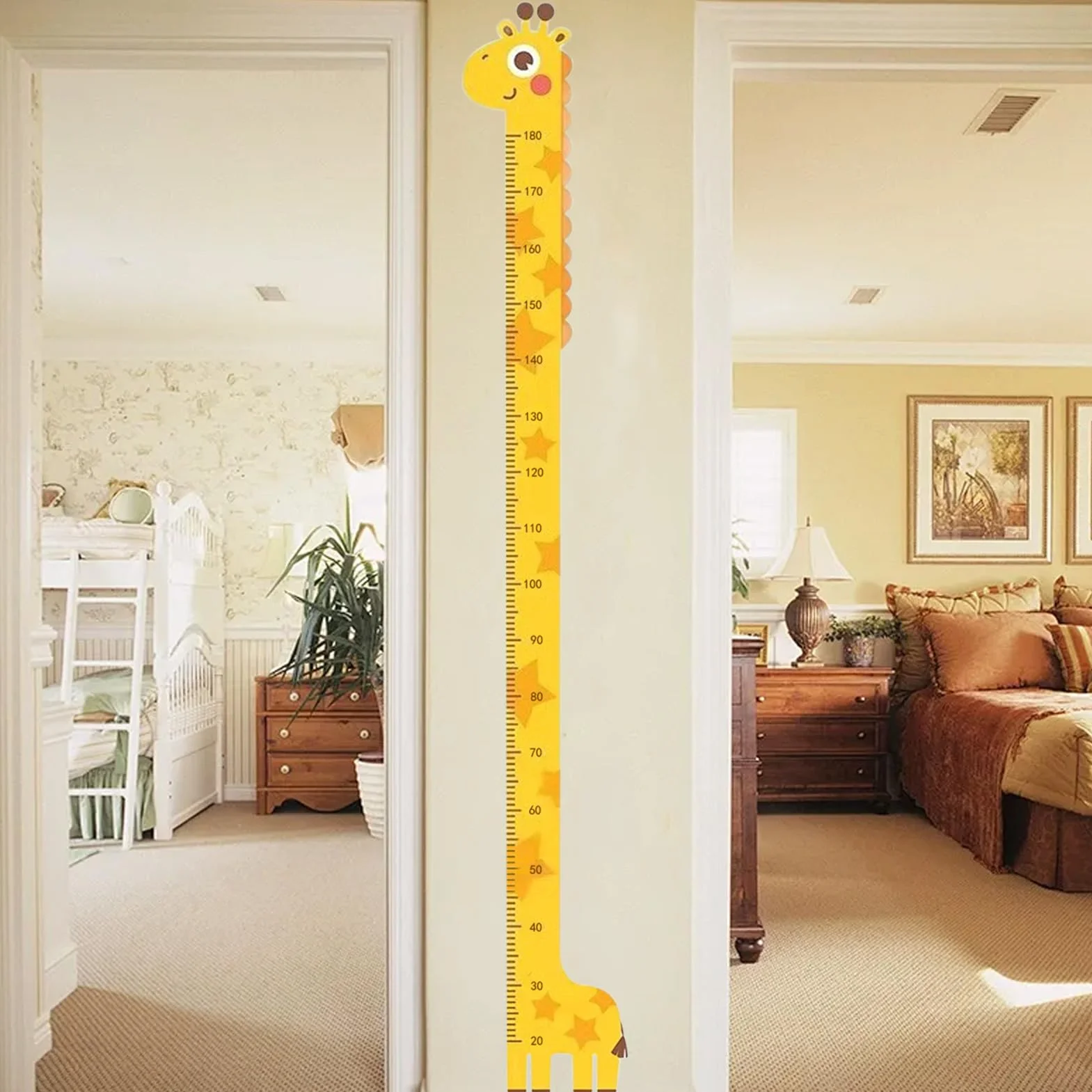 Tableau de Mesure de Croissance Autocollant 194 cm pour Chambre Bébé avec Animaux