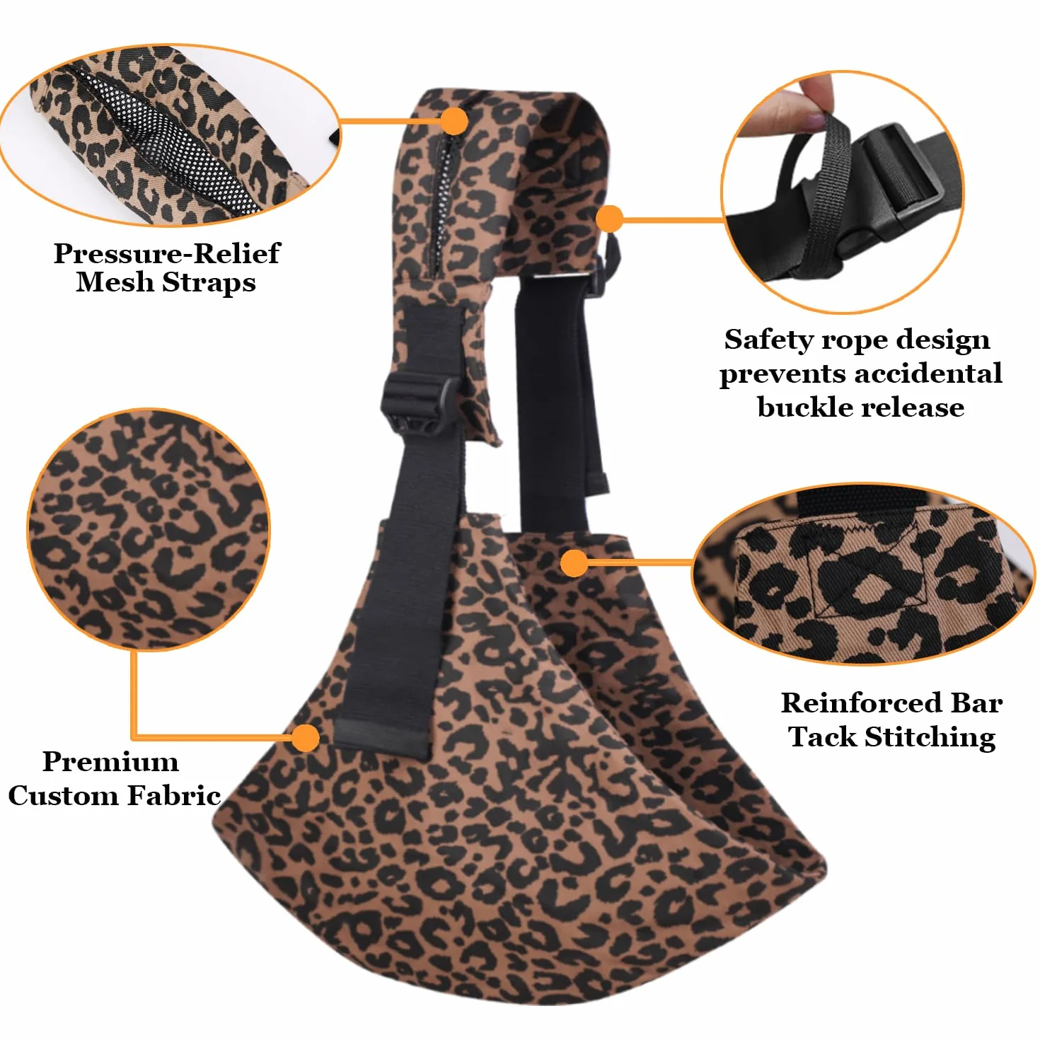Écharpe de Portage Bébé Réglable Confortable Nouveau-Né 3-36 Mois Léopard