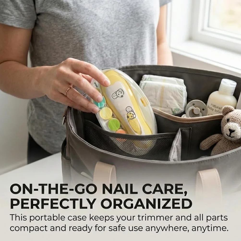 Royal Angels Coupe-ongles bébé 21 en 1 électrique, soin des ongles, 13 outils, coupe et vernis (Jaune)
