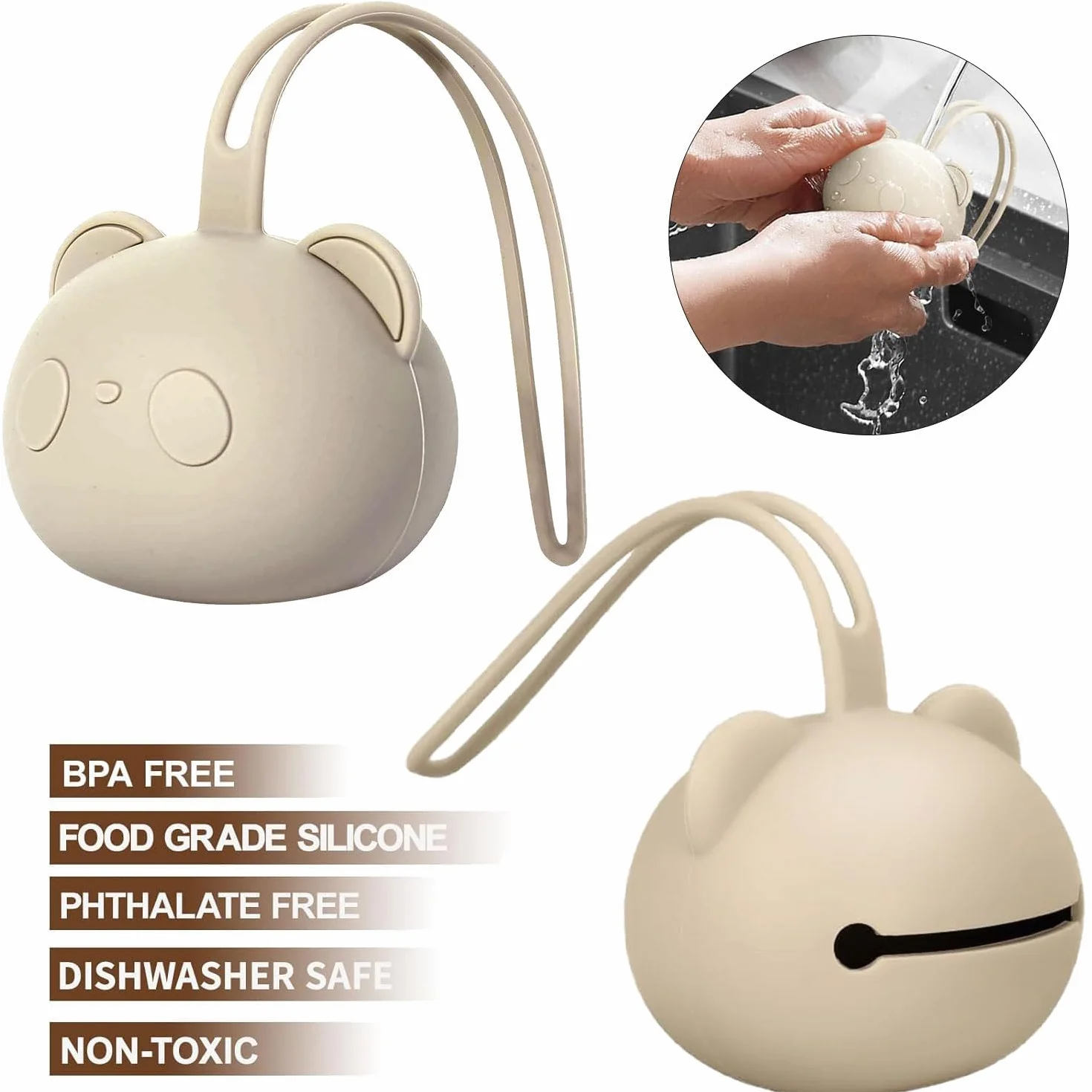 Boîte à Sucette Bébé Silicone 2pcs Boîte de Rangement Portable pour Voyage