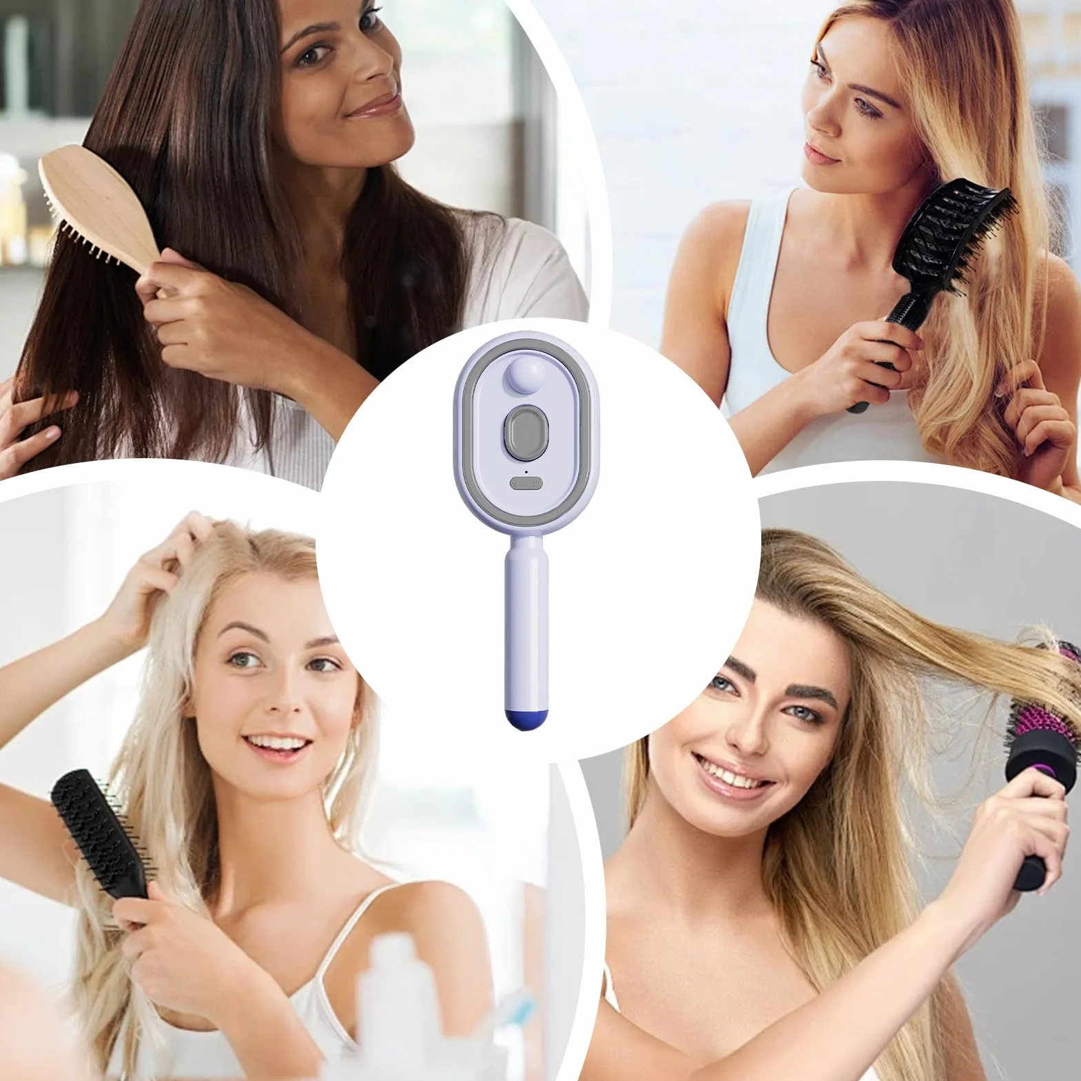 Brosse électrique démêlante par vibration coussin d'air rouge clair pour cheveux mouillés
