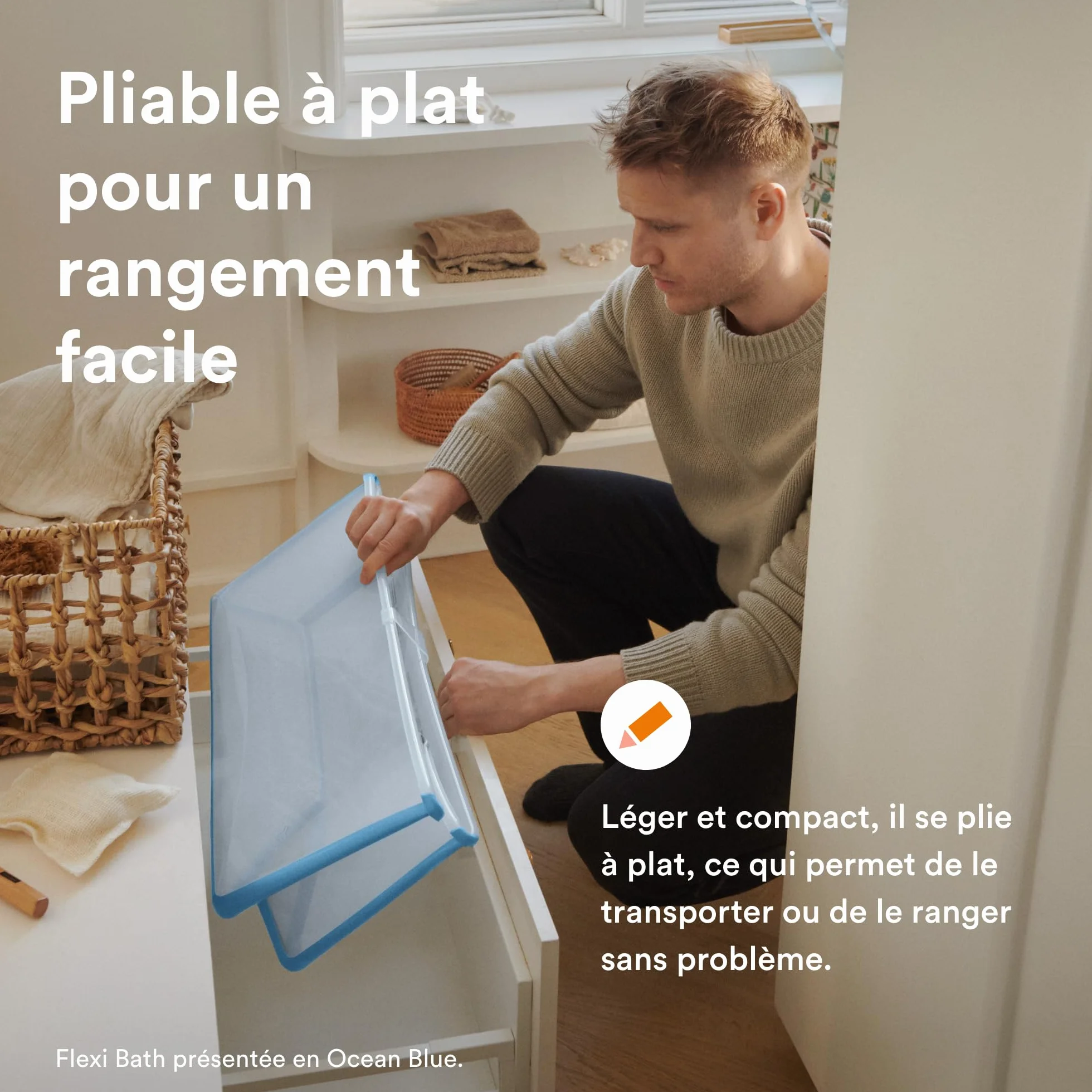 Stokke Flexi Bath (Sandy Beige) avec Support nouveau-nés - Bain bébé pratique maison voyage - jusqu'à 48 mois