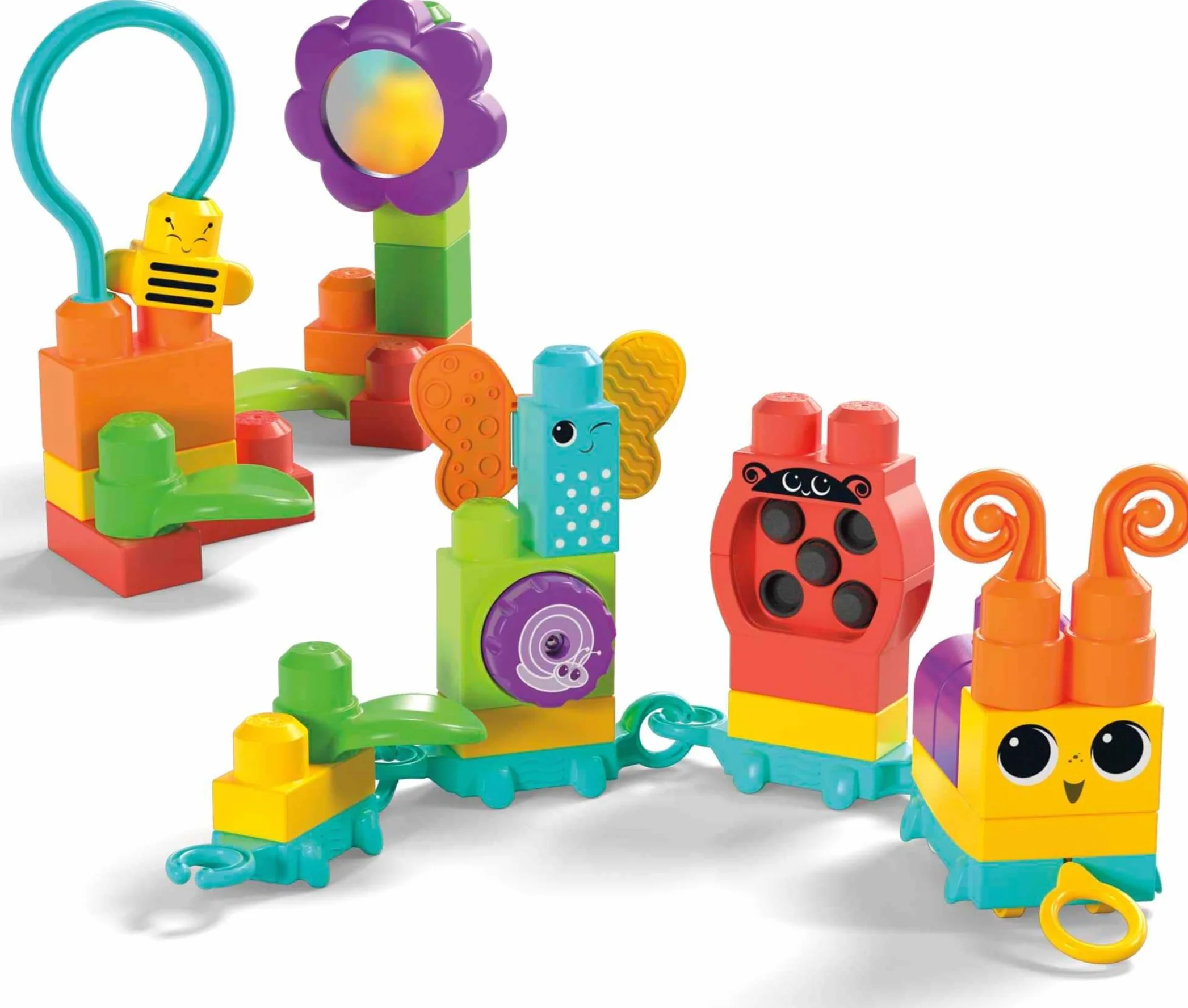 Mega Bloks Coffret de Construction Sensoriel 30 Gros Blocs pour Tout-Petits 1-3 Ans HKN44