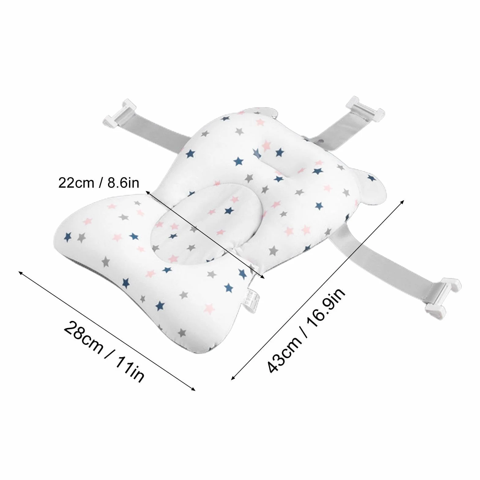 Coussin de Bain Bébé Matelas Oreiller Chaise 0-12 Mois avec Boucles et 3 Courroies de Sécurité